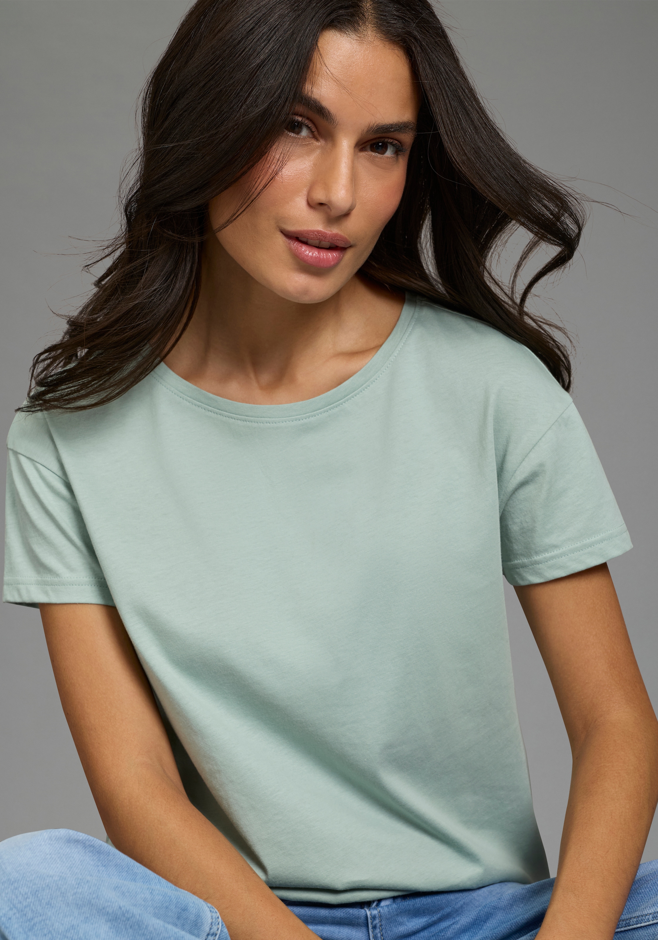 AJC T-shirt Basic-Stil, Oversize-Passform, Rundhalsausschnitt
