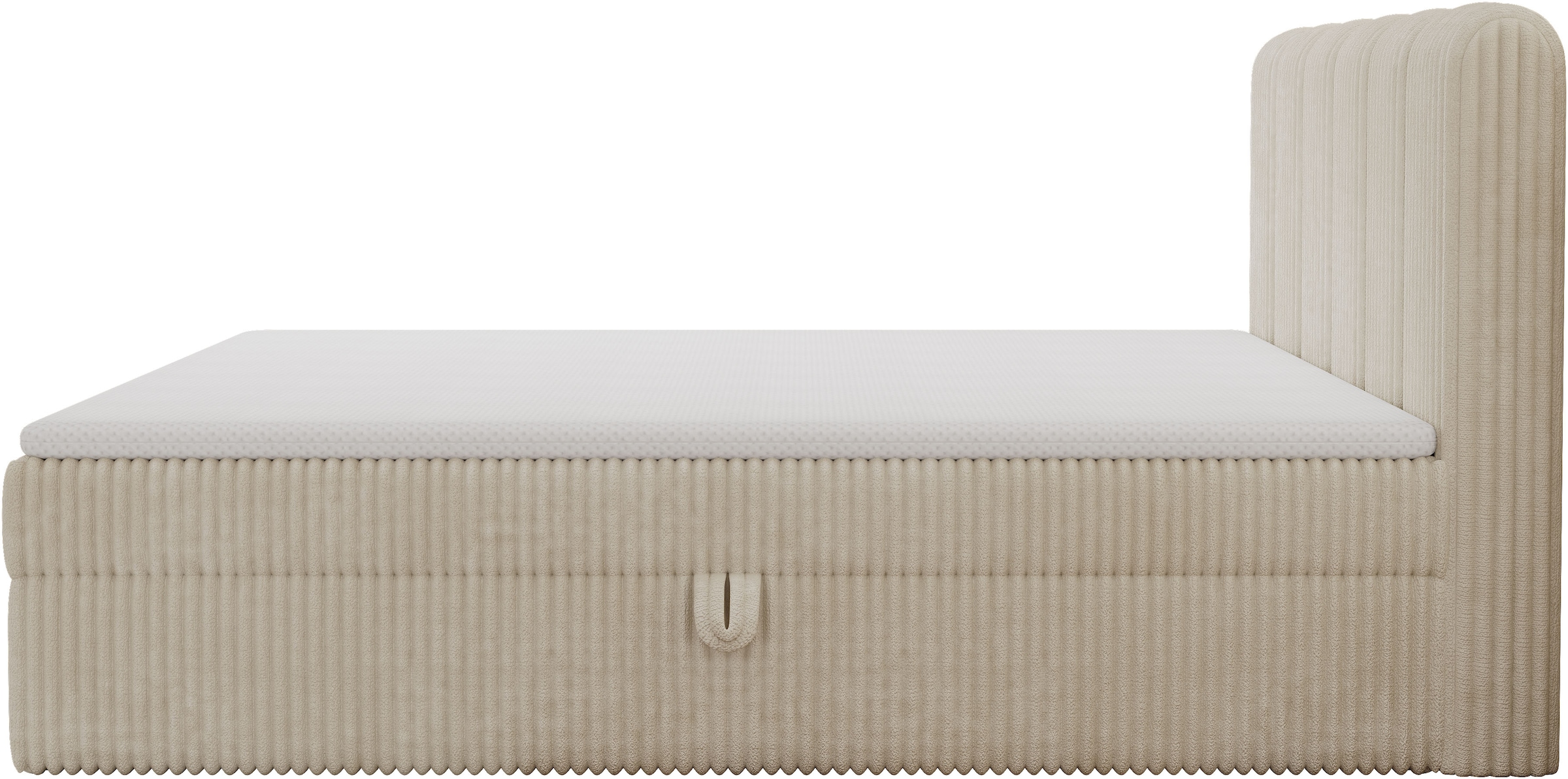 GOODproduct Lit de boxe »SIVVA in der Breite 180cm, flauschiger Breitcord, Farbe: cream« Incl. matelas à ressorts ensachés (H3) & surmatelas (4 cm)