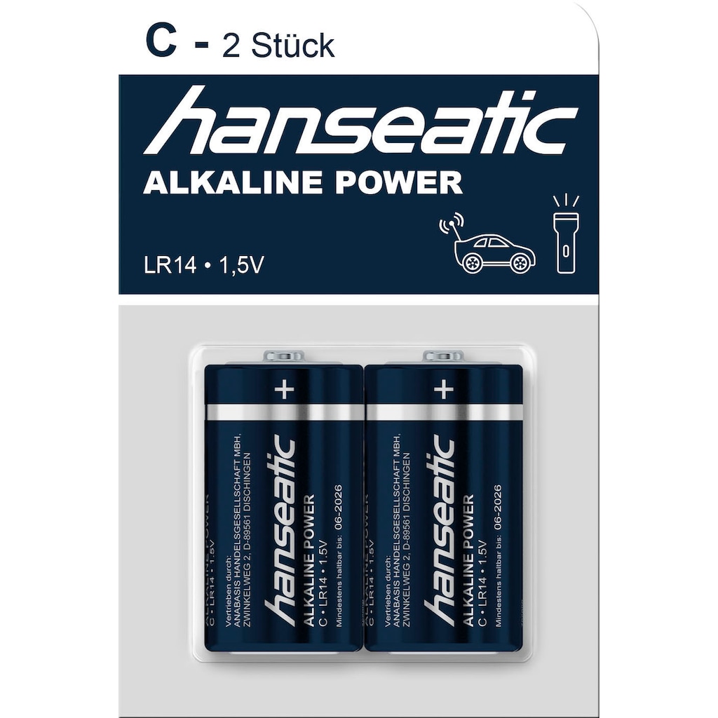 Hanseatic Batterie »6 Stück Baby C Batterien Alkaline LR14«, LR14, 1,5 V, (Set, 6 St.)