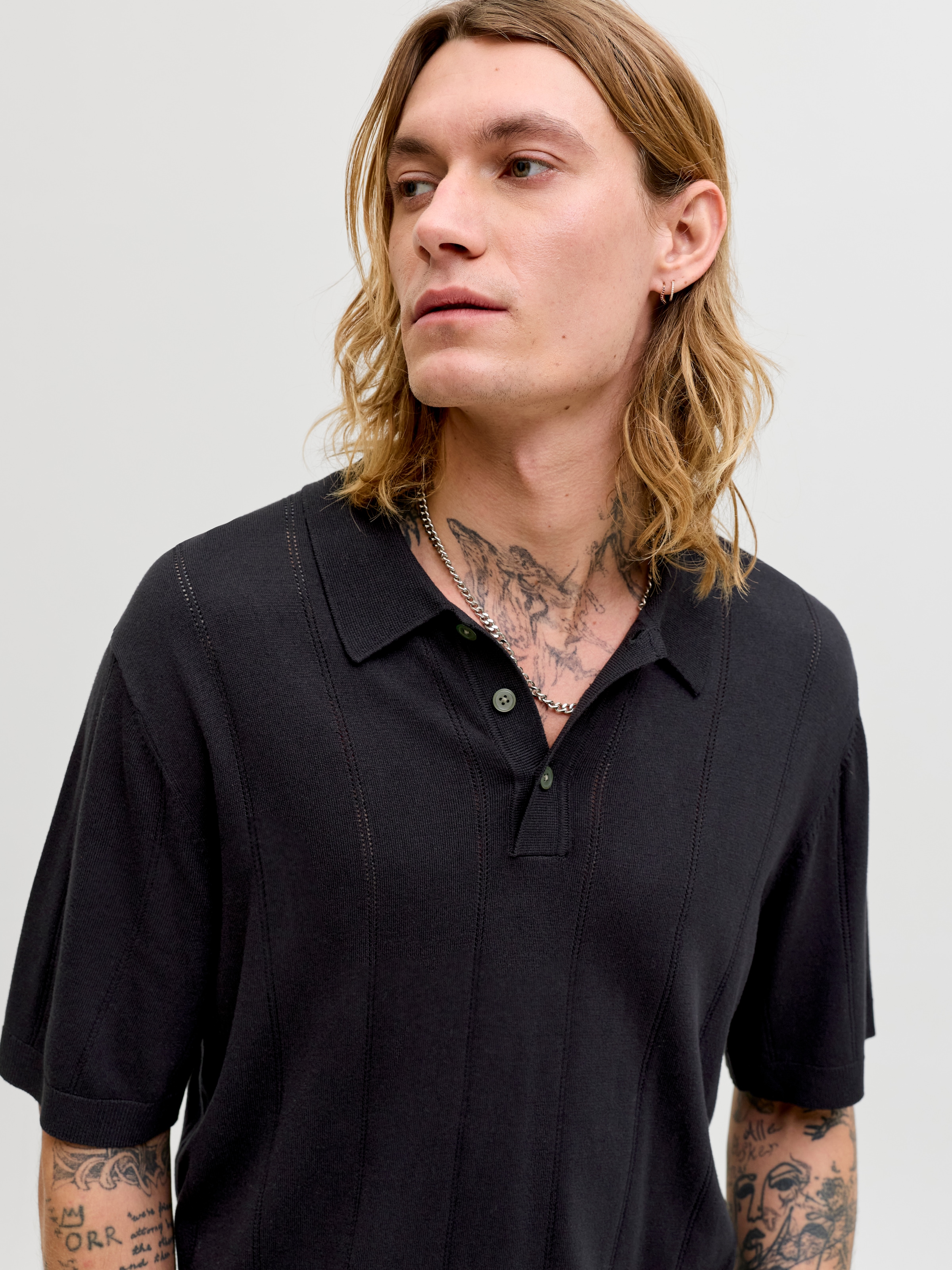 Jack & Jones Pull à col polo »JPRBLAWILLIAM STRUCTURE KNIT POLO SS SN« mélange viscose, coupe régulière
