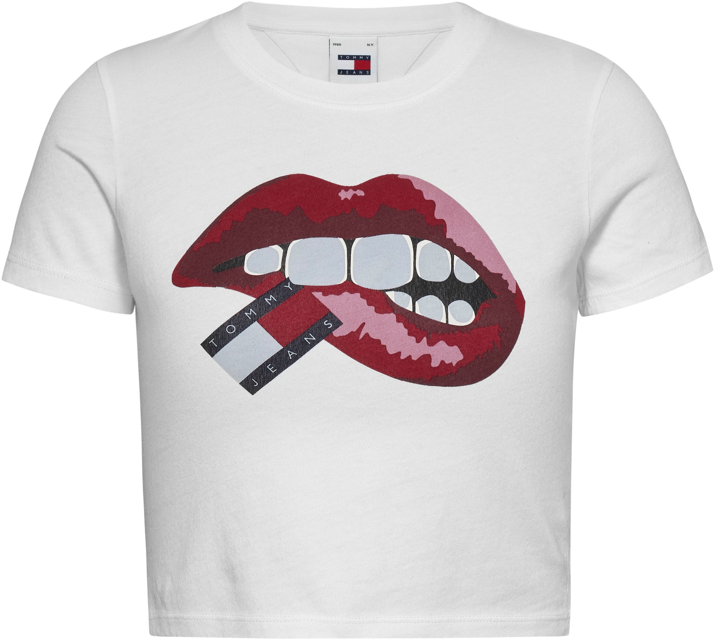 Tommy Jeans T-Shirt »TJW SLIM CRP WASHED TJ LIPS TEE«, mit Frontprint