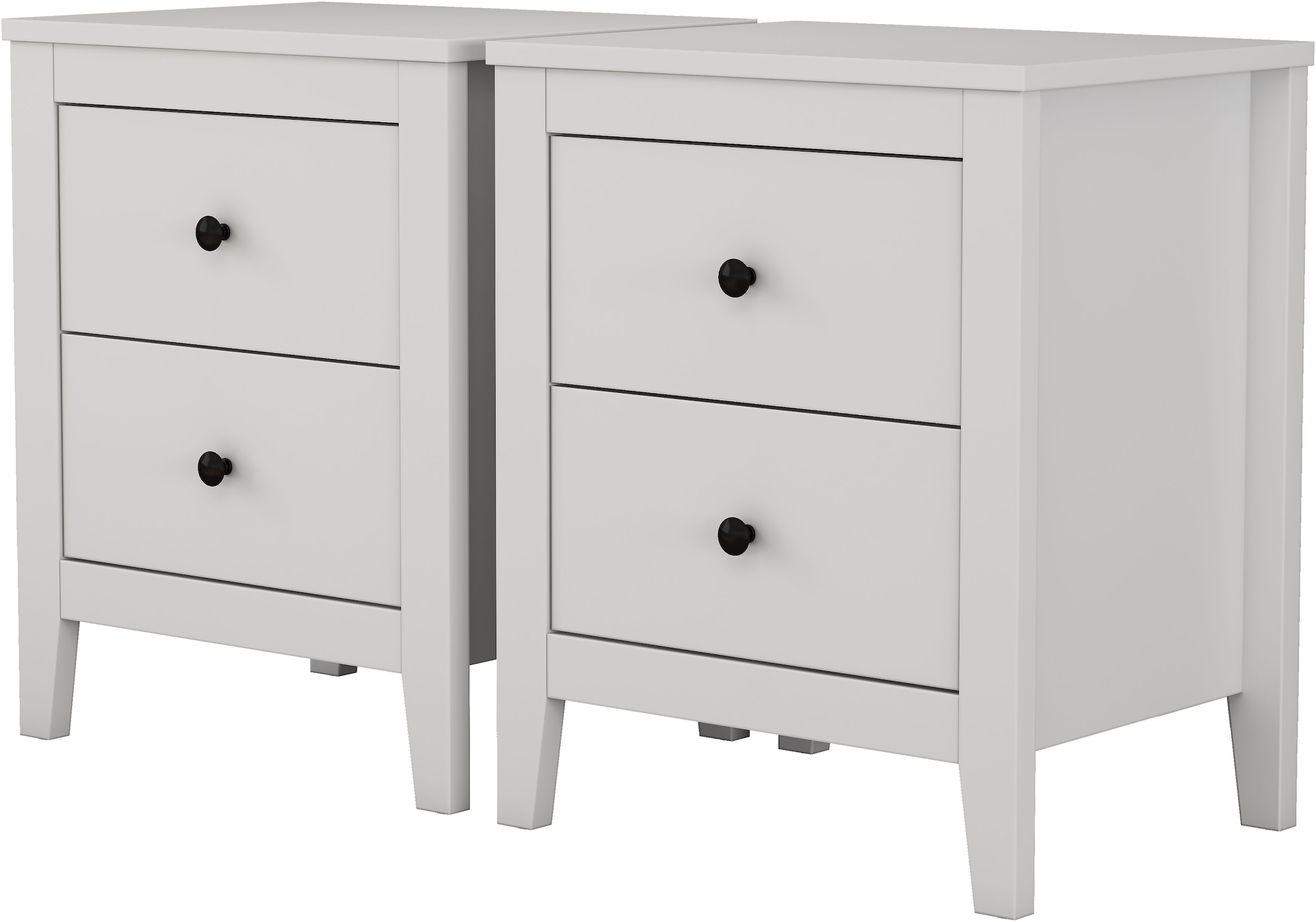 GOODproduct Nachtkommode »Borkum Nachttisch Set im Landhaus Design weiss Bestseller« Set, 2 Schränke im Set, schwarze Griffe aus Metall, 