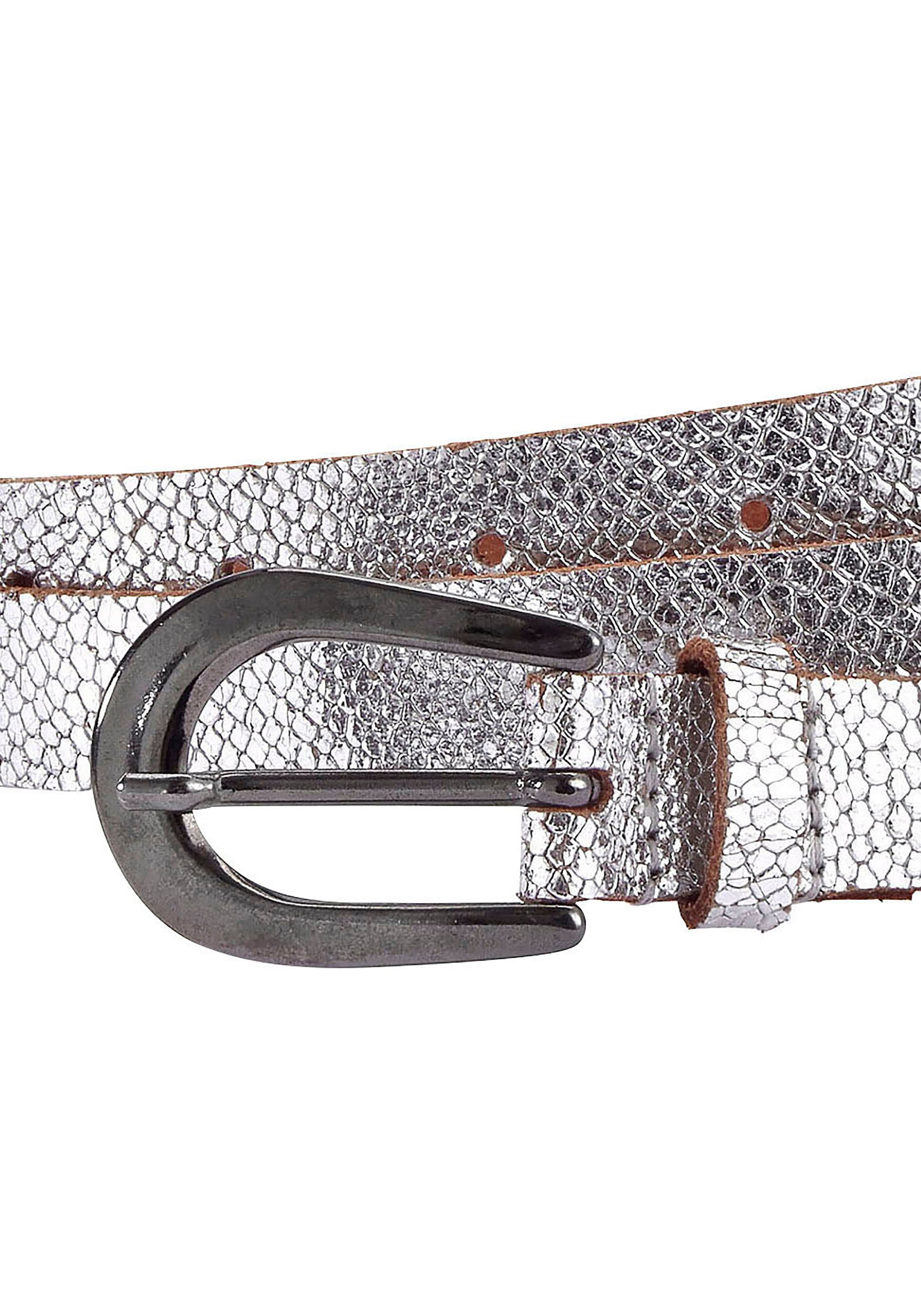 LASCANA Ceinture de hanche »Ledergürtel« schmaler Gürtel in Metallic-Snake-Optik, für Hosen, Jeans & Kleider