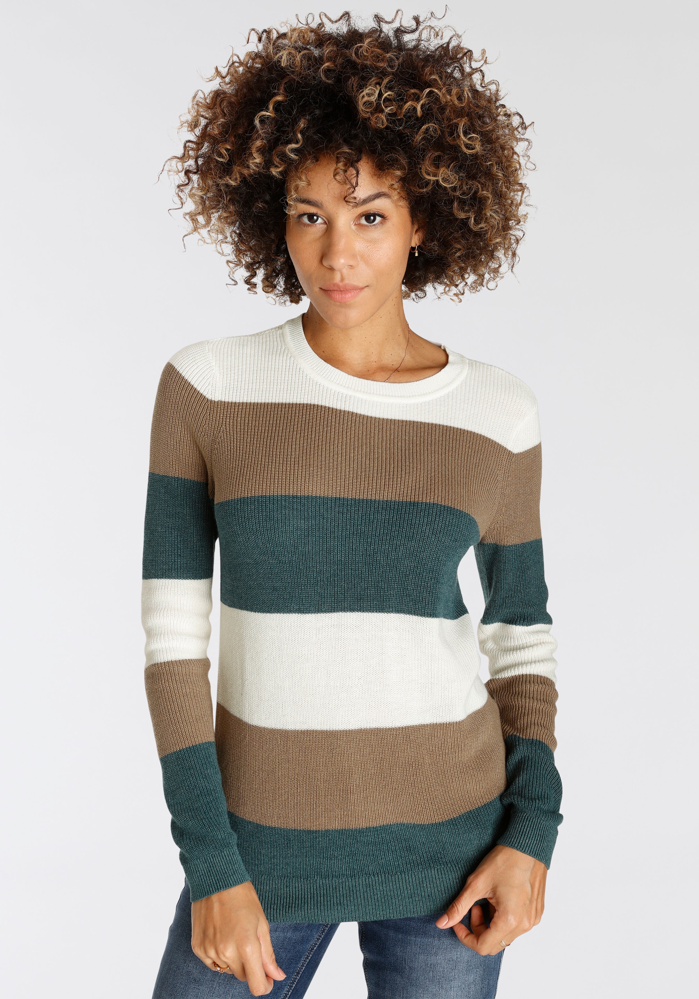 Image of H.I.S Strickpullover in Streifenoptik mit Rundhalsausschnitt