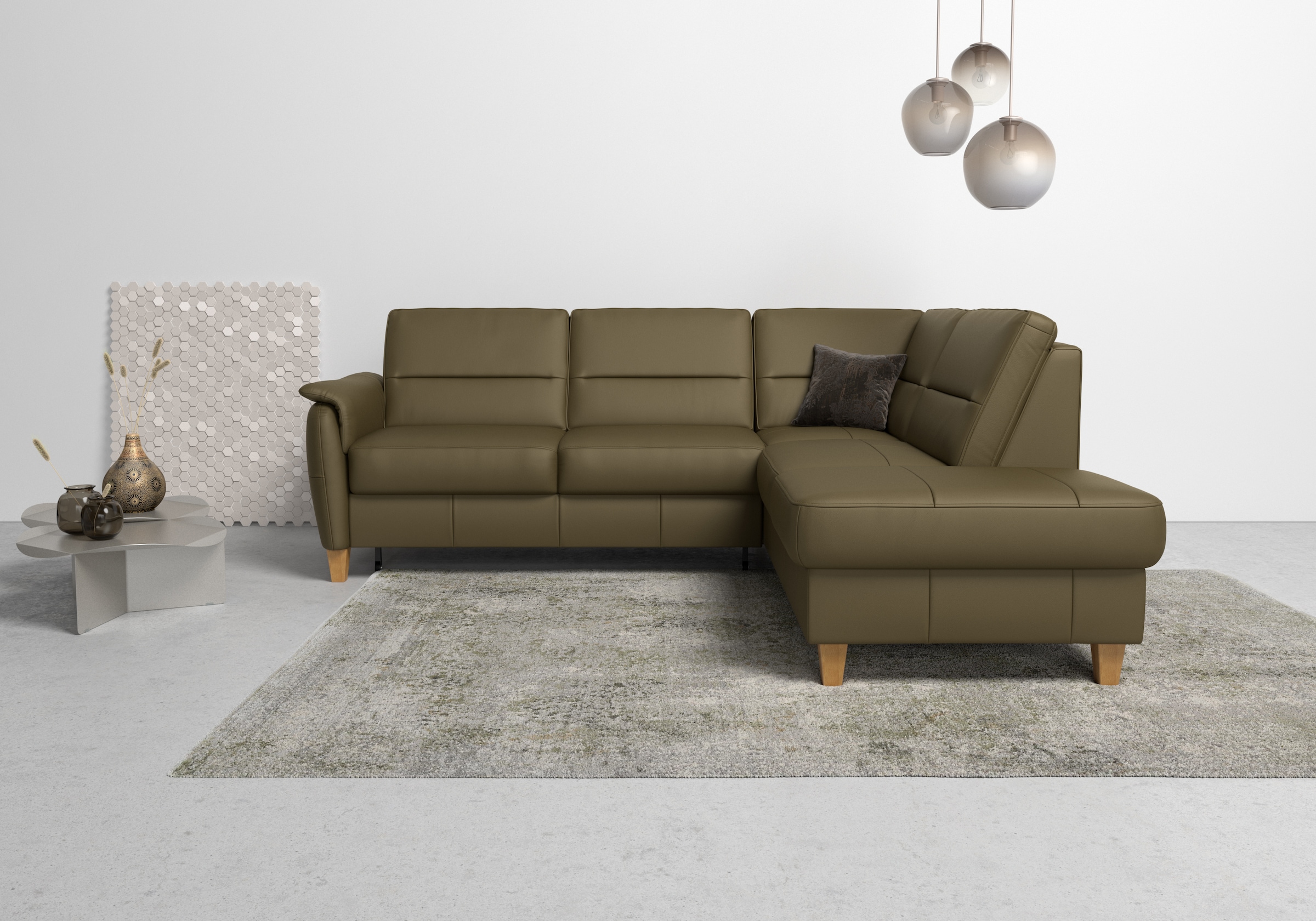 Image of Home affaire Ecksofa "Palmera, L-Form, B: 236 cm, Bettfunktion & Bettkasten wählbar" Federkern-Polsterung, Sitzhöhe 48 cm, handgefertigt, stilvolles Design