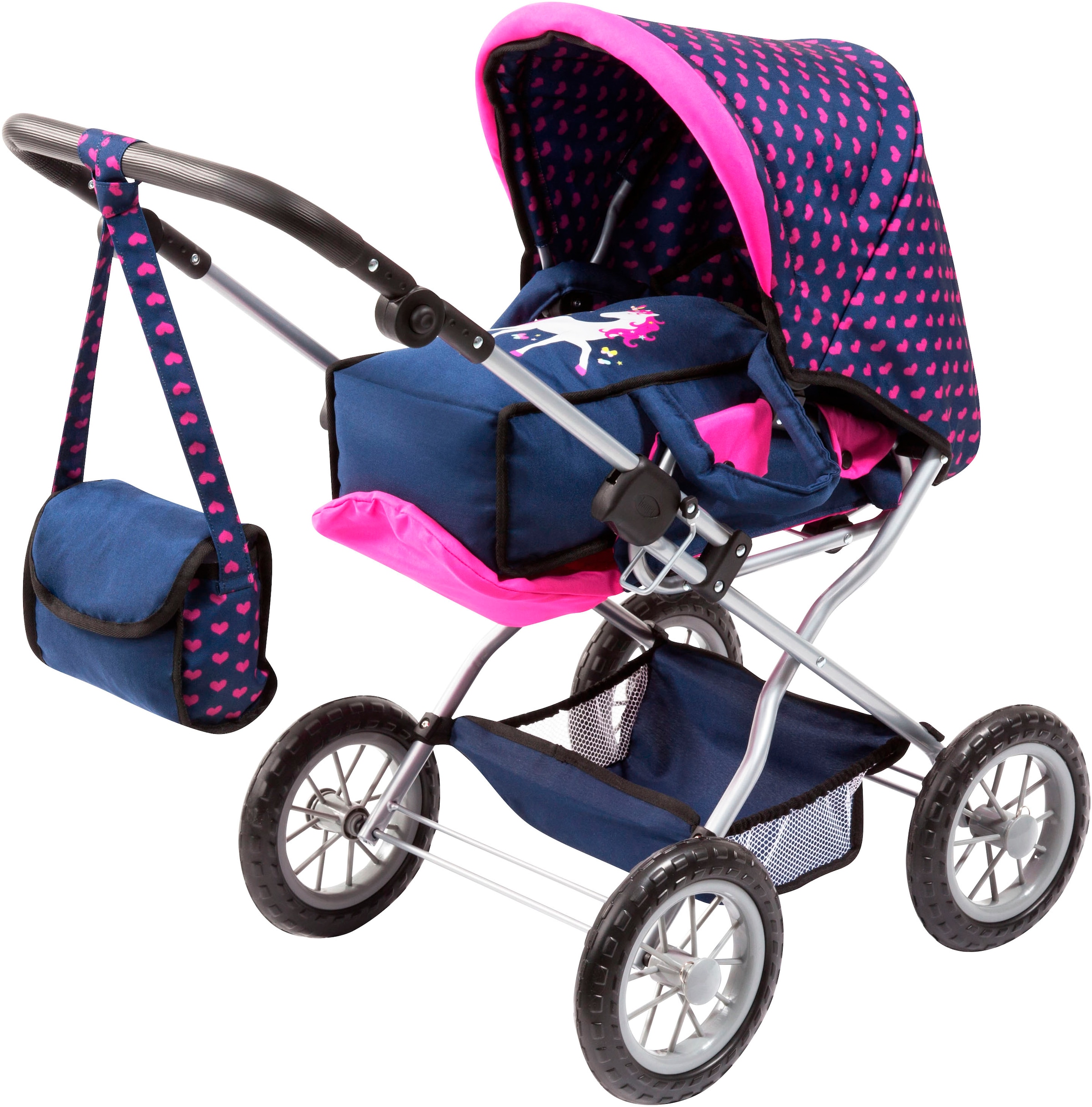 Bayer Kombi-Puppenwagen »Grande« mit Reisebett, Schnuller, Geschirr und Pflegeprodukten