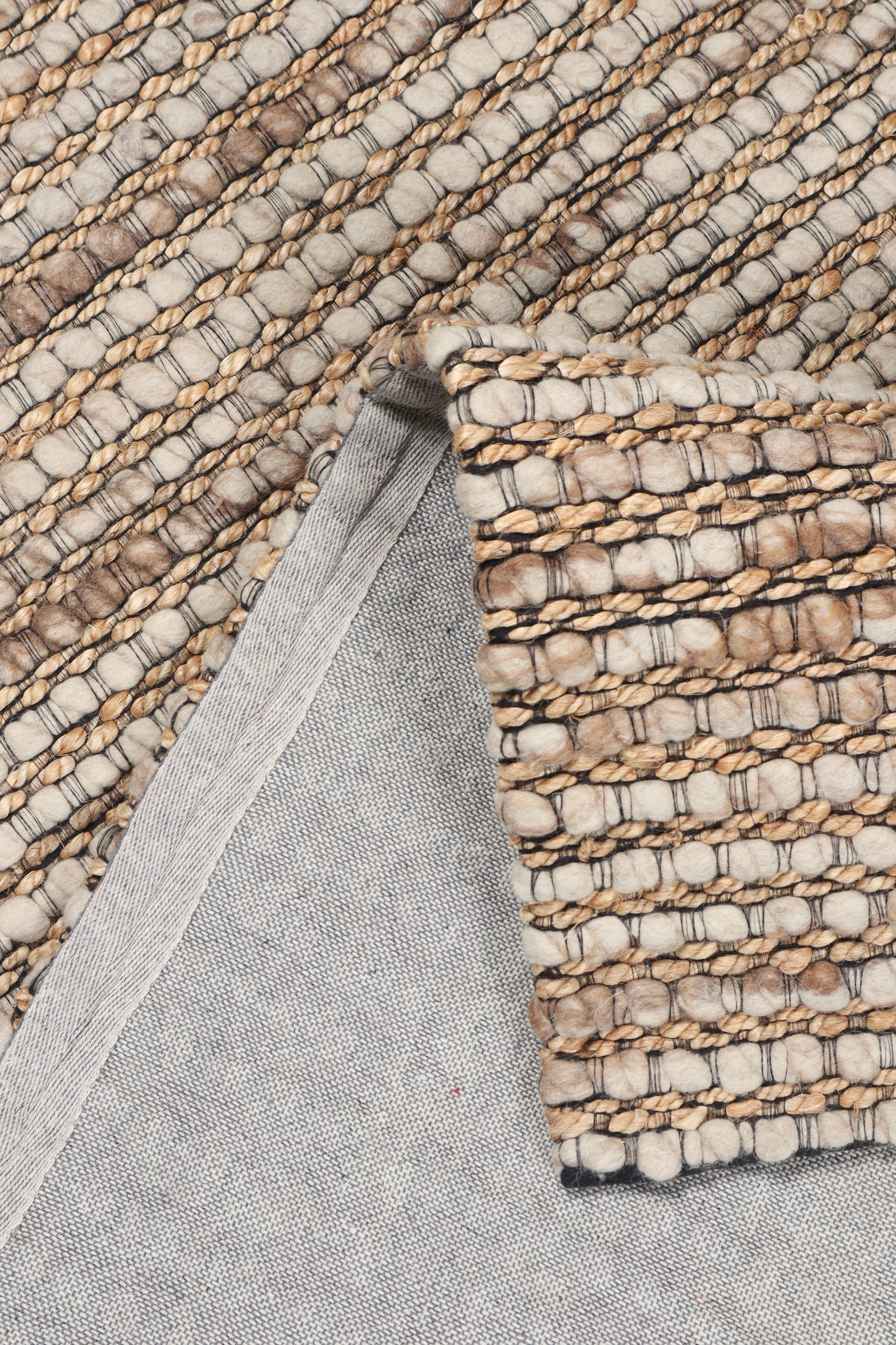 my home Wollteppich »Leevy, Wolle und Jute- handgewebt«, rechteckig, 25 mm Höhe, handgewebt, Handweb Teppiche, Wohnzimmer, Schlafzimmer, Esszimmer