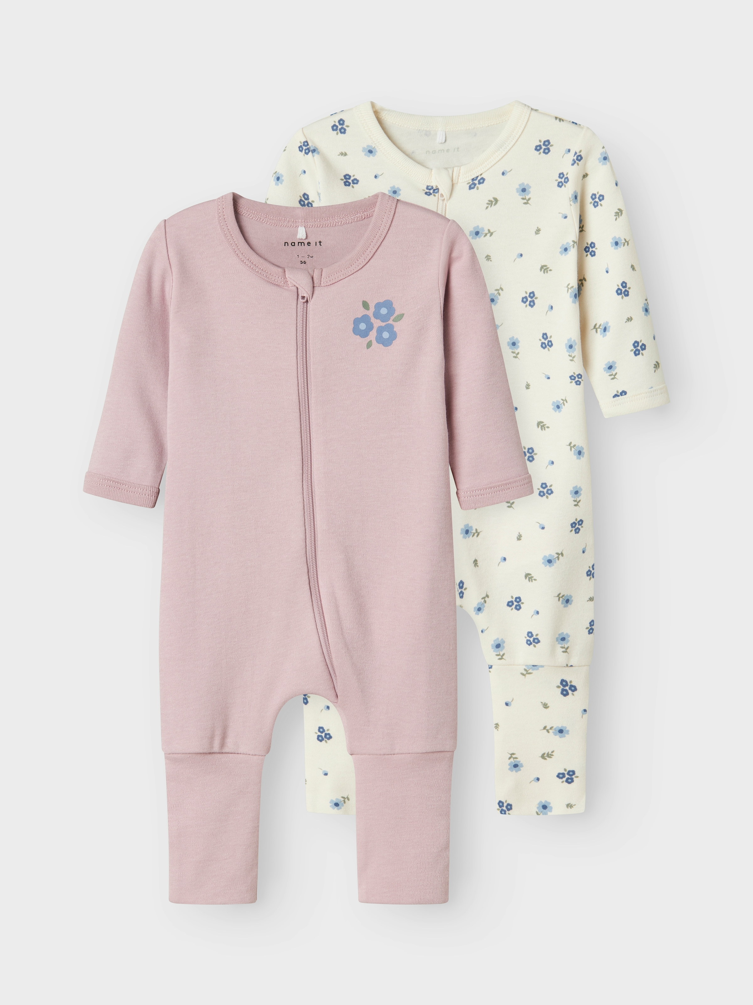 Image of Name It Pyjama "NBFNIGHTSUIT 2P ZIP FF JET FLOWER NOOS" Packung, 2 tlg.