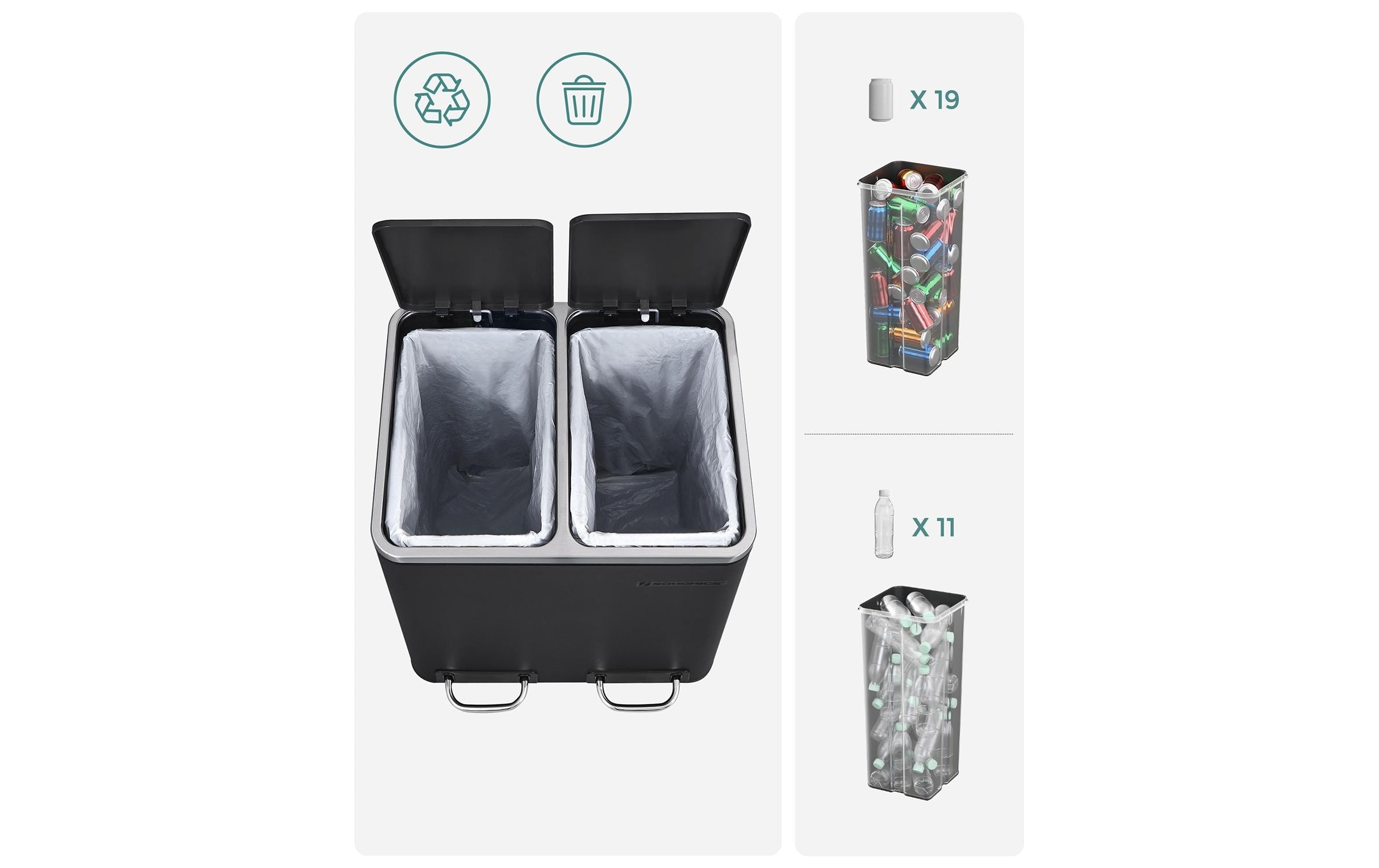 SONGMICS Mülleimer »30 l« 2 Behälter