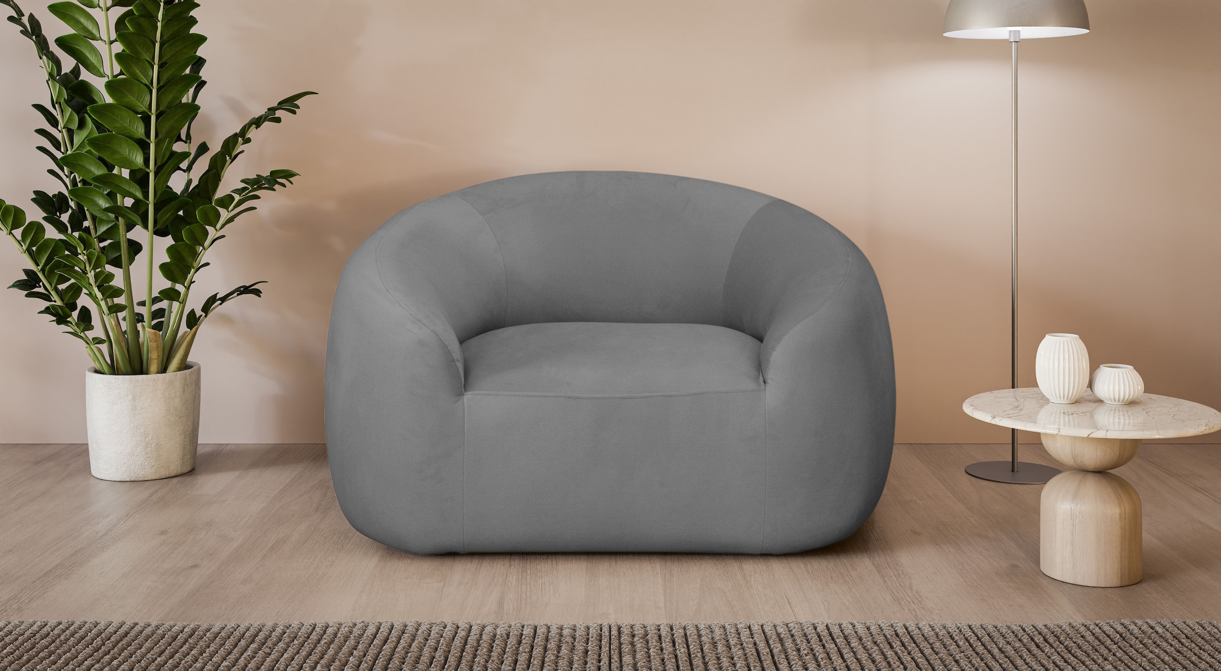 LeGer Home by Lena Gercke Sessel »YANI Relaxsessel, Loungesessel, Masse B/T/H: 127/96/76 cm«, organische Form, mit Wellenunterfederung, auch in Bouclé