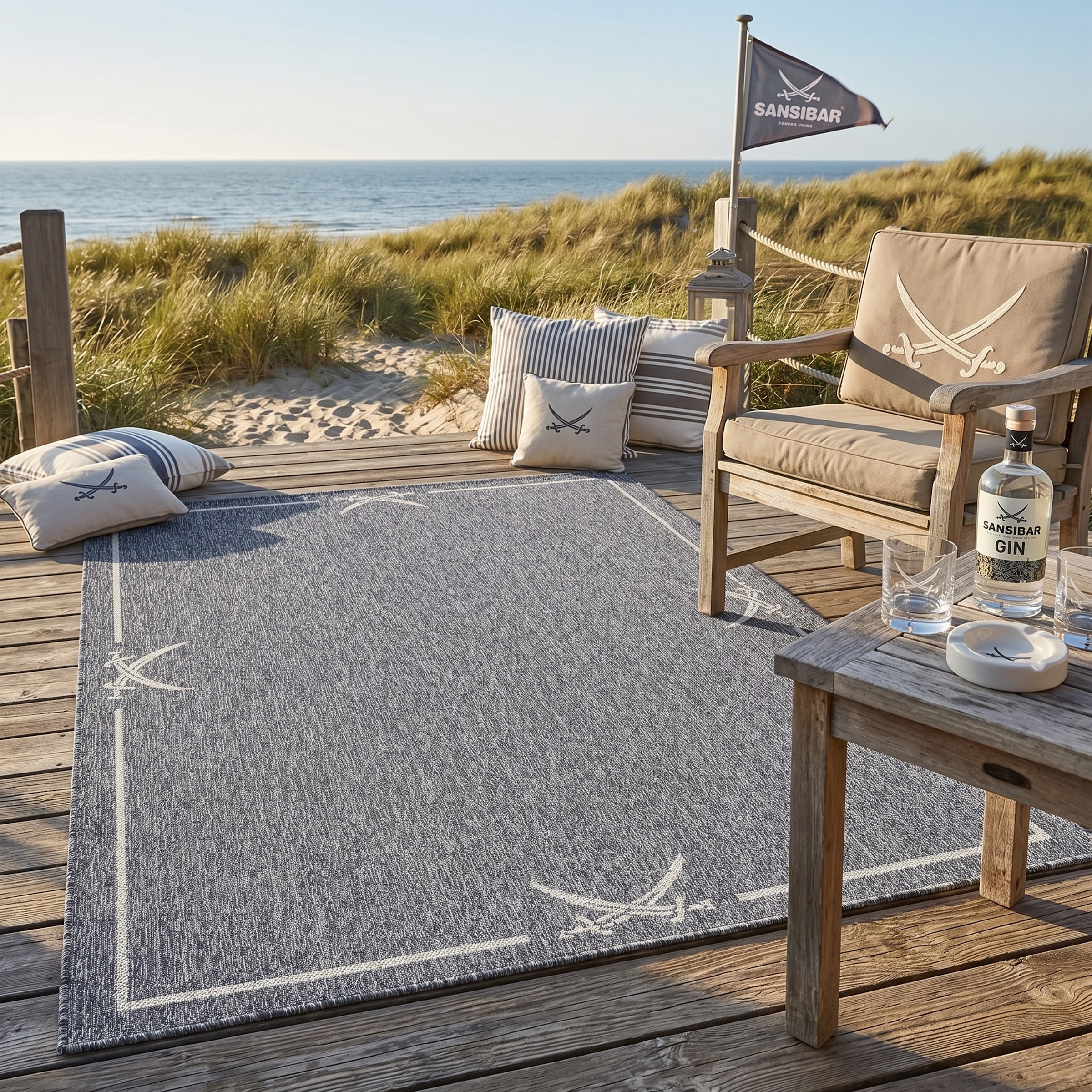 Sansibar Tapis »Nordsee Beach SA-035« Rectangulaire 5 mm Höhe modernes Design, meliert, Motiv: Säbel, In- und Outdoor geeignet