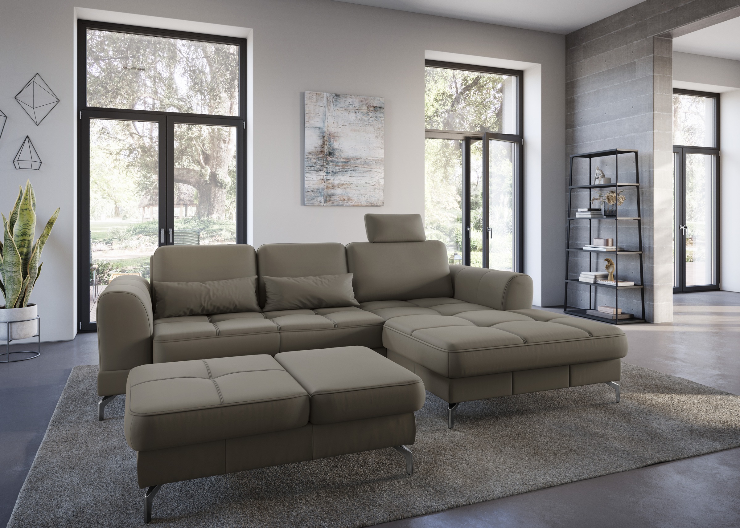 sit&more Ecksofa »Bendigo L-Form«, inklusive Sitztiefenverstellung, Bodenfreiheit 12 cm, in 2 Fussfarben