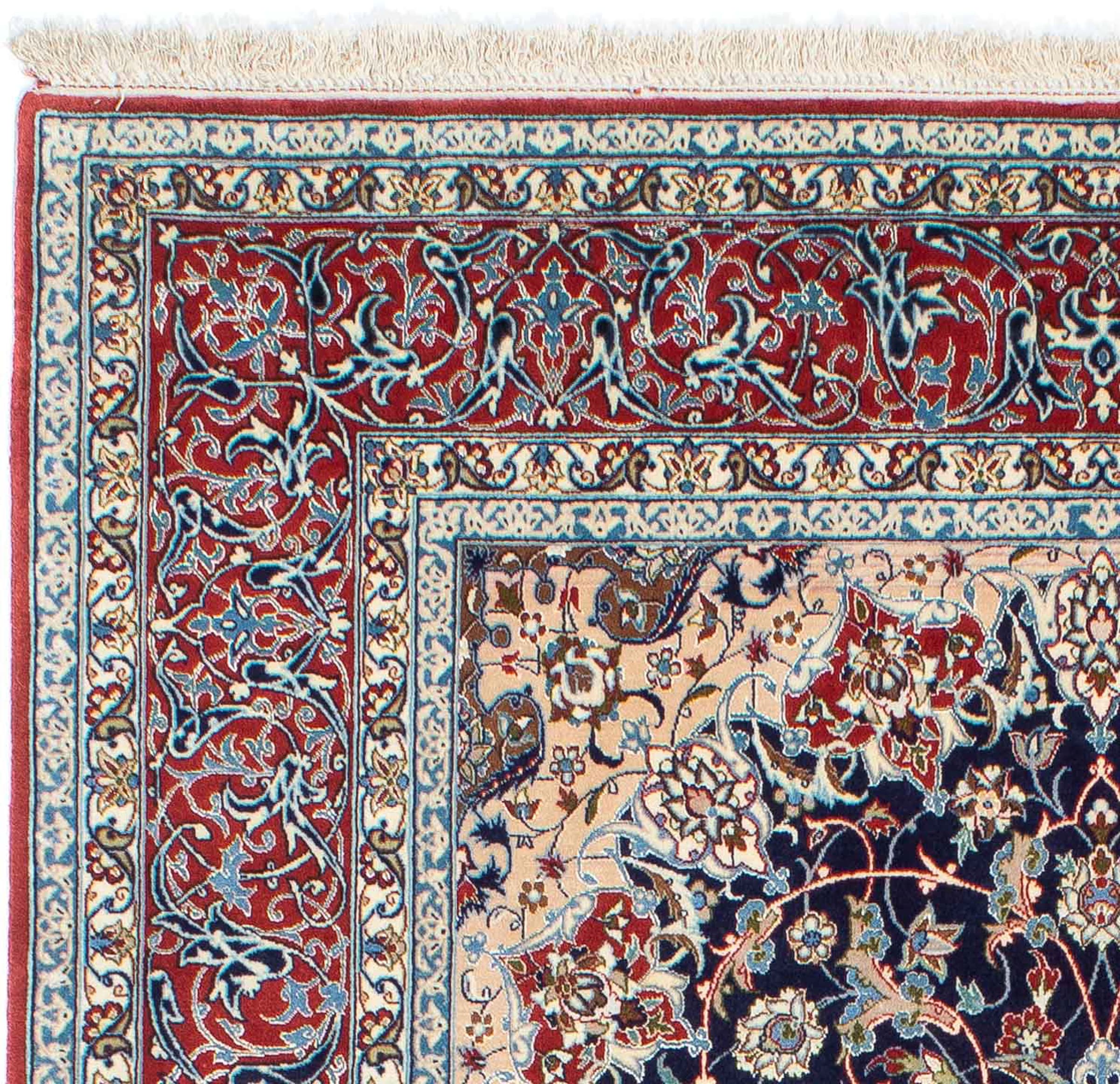 versandkostenfrei Isfahan 220 Premium Handgeknüpft, Wohnzimmer, auf - rechteckig, »Perser Zertifikat mit cm 152 Orientteppich Einzelstück - - x dunkelblau«, - morgenland