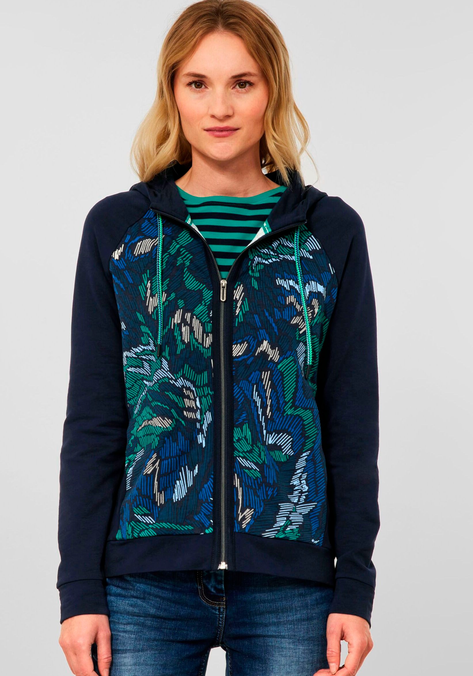 Cecil Shirtjacke »Solid Print Mix Jacket«, mit Frontprint und Streifenappltikation kaufen