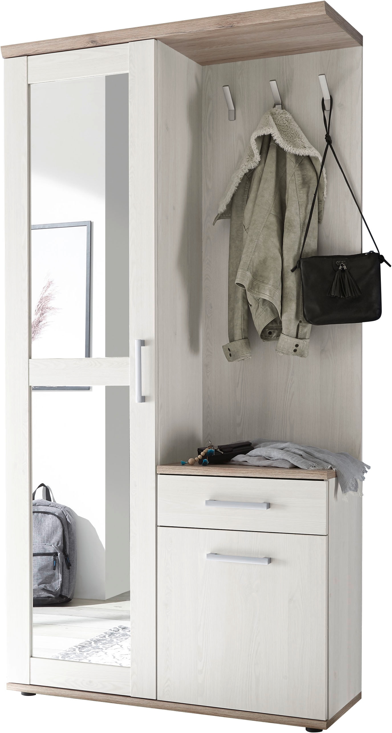 HBZ Kompaktgarderobe »Romance im Landhausstil, BxHxT 50x71x38 cm«, (1 St.), Kommode mit 1 Tür, 1 Schubkasten mit 4 Einlegeböden, 1 Einlegeboden