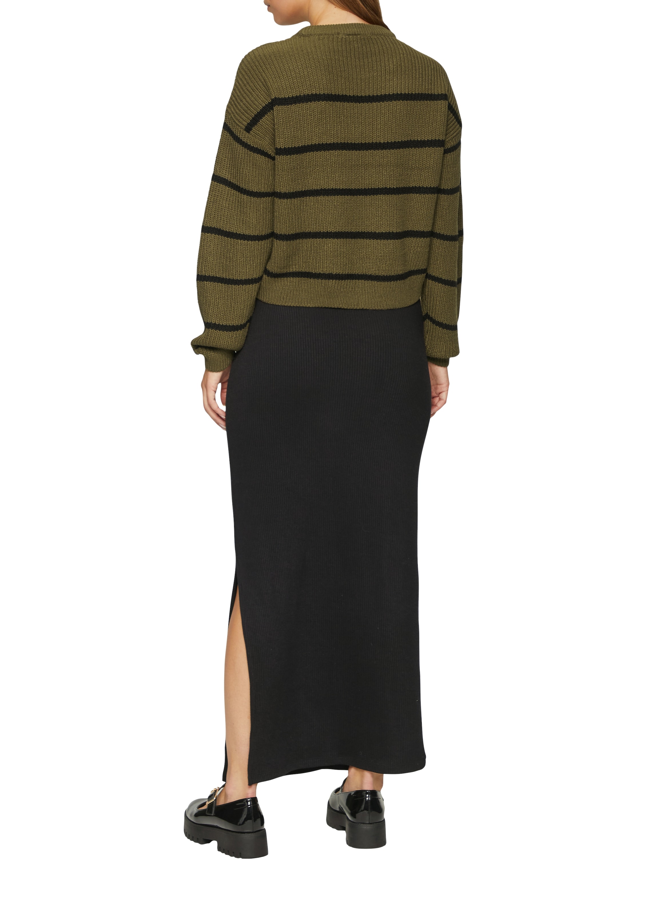 QS Pull à col rond mit Streifenmuster