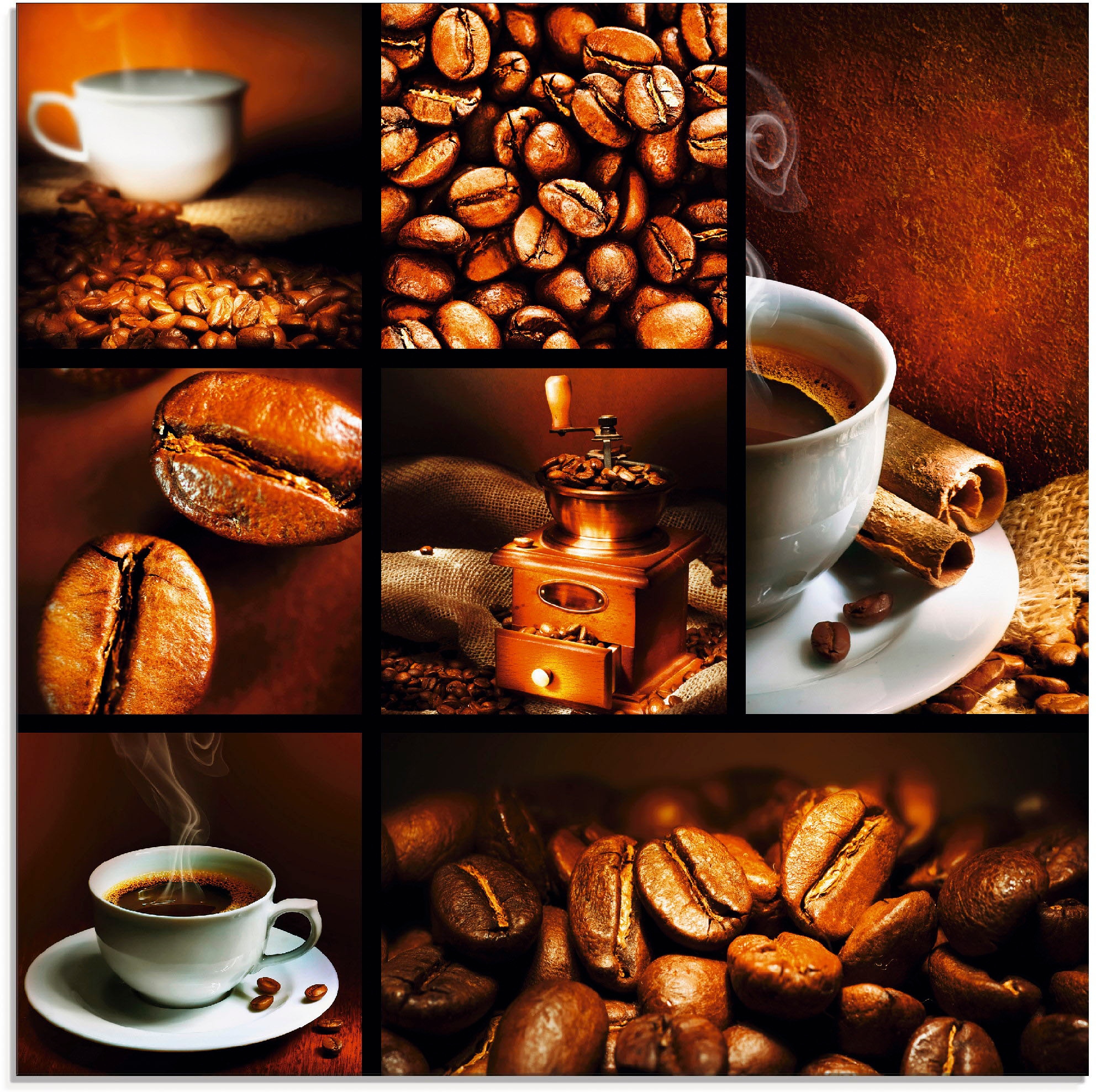 Image of Artland Glasbild "Kaffee Collage" Getränke 1 Stk. tlg. in verschiedenen Grössen