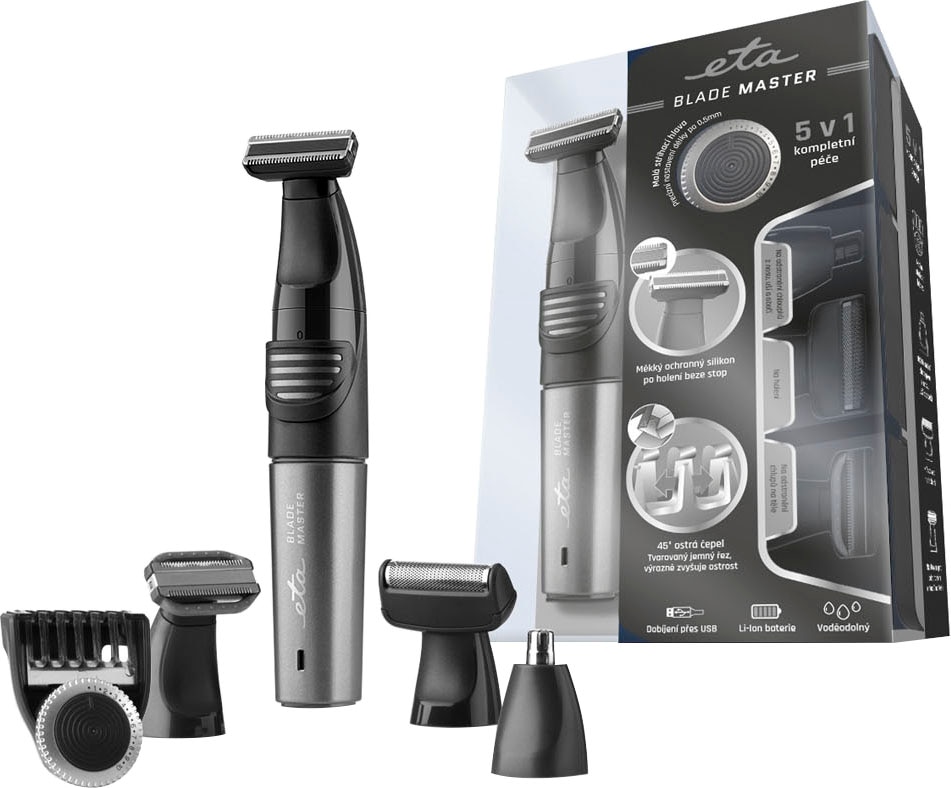 eta Rasoirs électriques »Haar- und Bartschneider BladeMaster ETA034190000« 5 cuis Aufsätze Tondeuse de précision SmartClick 5-in1-Multifunktionstrimmer