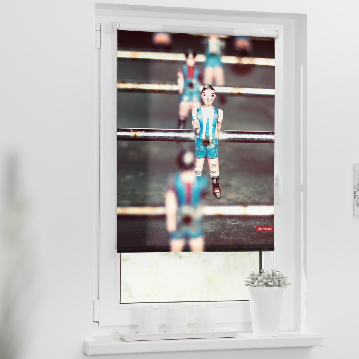 Image of LICHTBLICK ORIGINAL Seitenzugrollo »Rollo Klemmfix, ohne Bohren, blickdicht, Kicker - Grau Blau«, blickdicht, Sichtschutz-Blendschutz, freihängend bei Ackermann Versand Schweiz