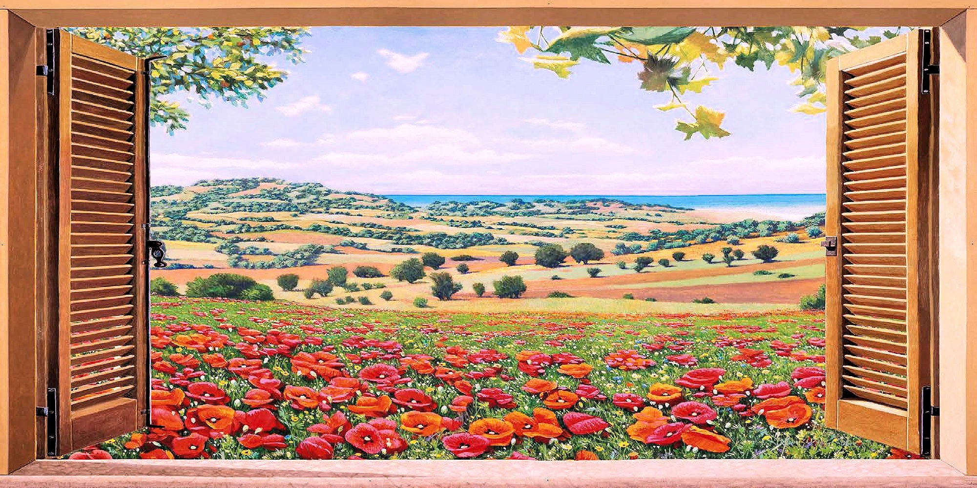 Image of Home affaire Kunstdruck »A.D. MISSIER / Finestra su campo di papaveri«, (1 St.) bei Ackermann Versand Schweiz