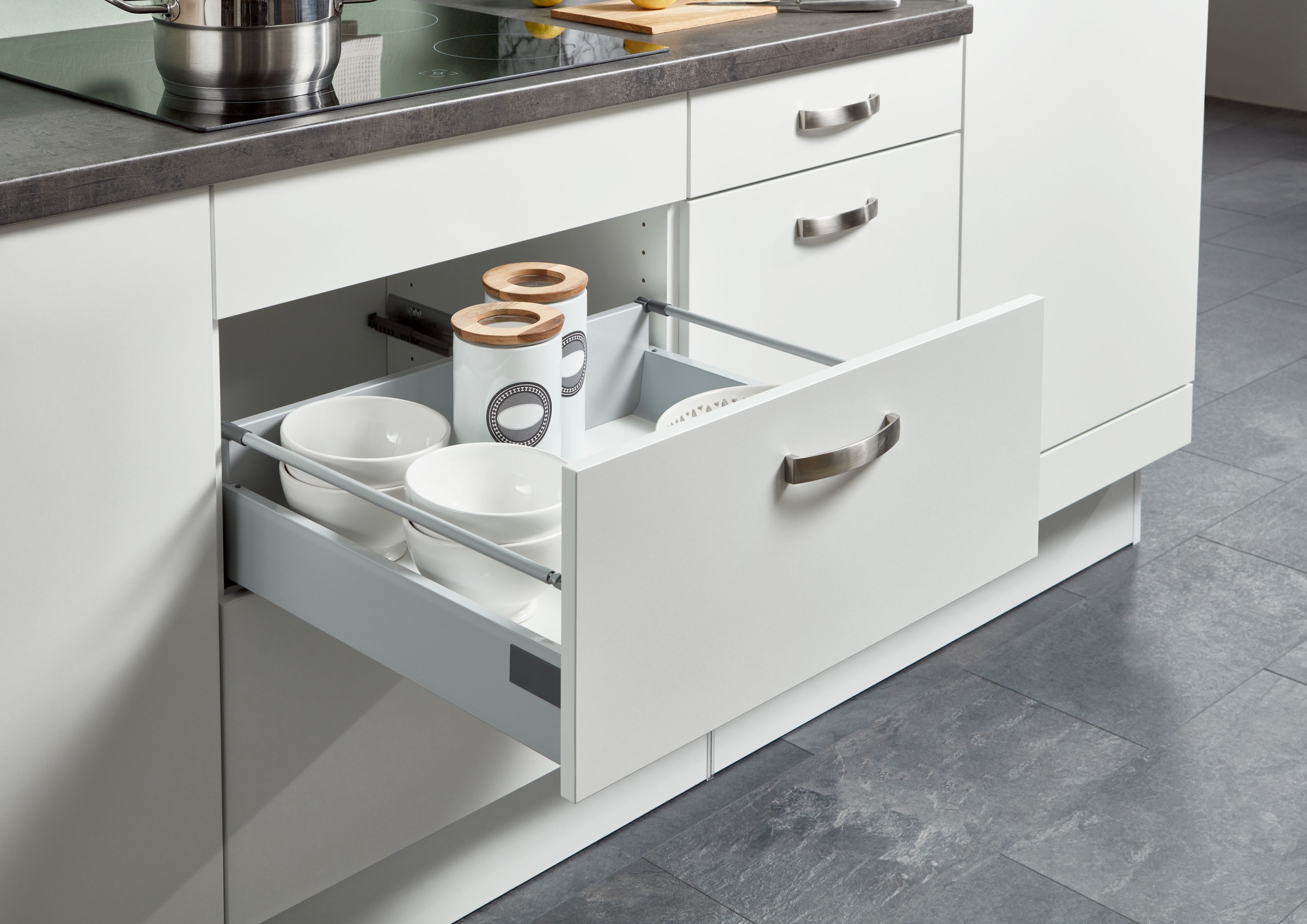 KOCHSTATION Unterschrank »KS-Lucy« Breite 90 cm, 1 Schubkasten, 2 Auszügen, Soft-Close, verstellbare Füsse