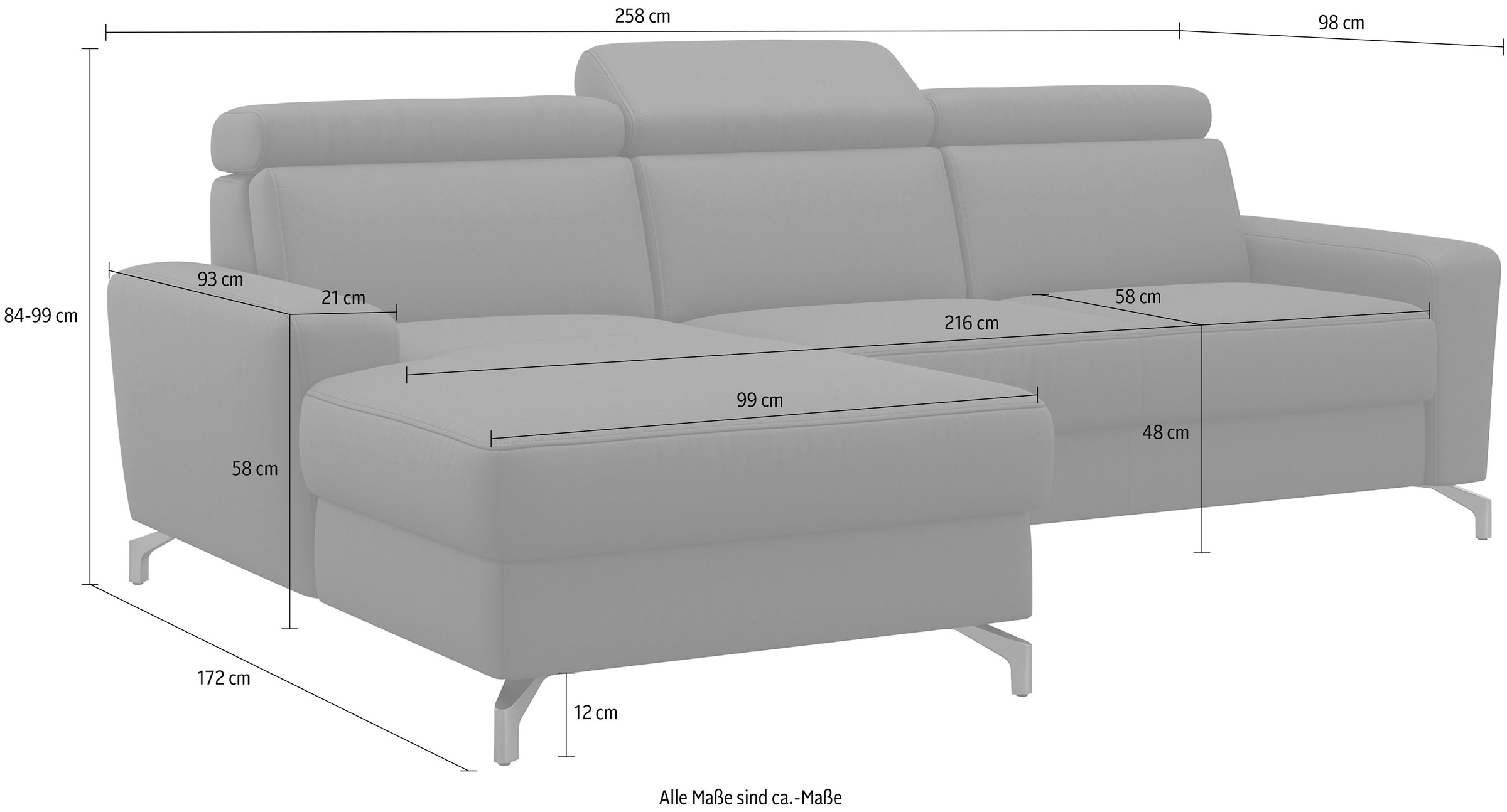 sit&more Ecksofa »Scarlett L-Form«, inklusive Kopfteilverstellung, wahlweise mit Bettfunktion, Bettkasten