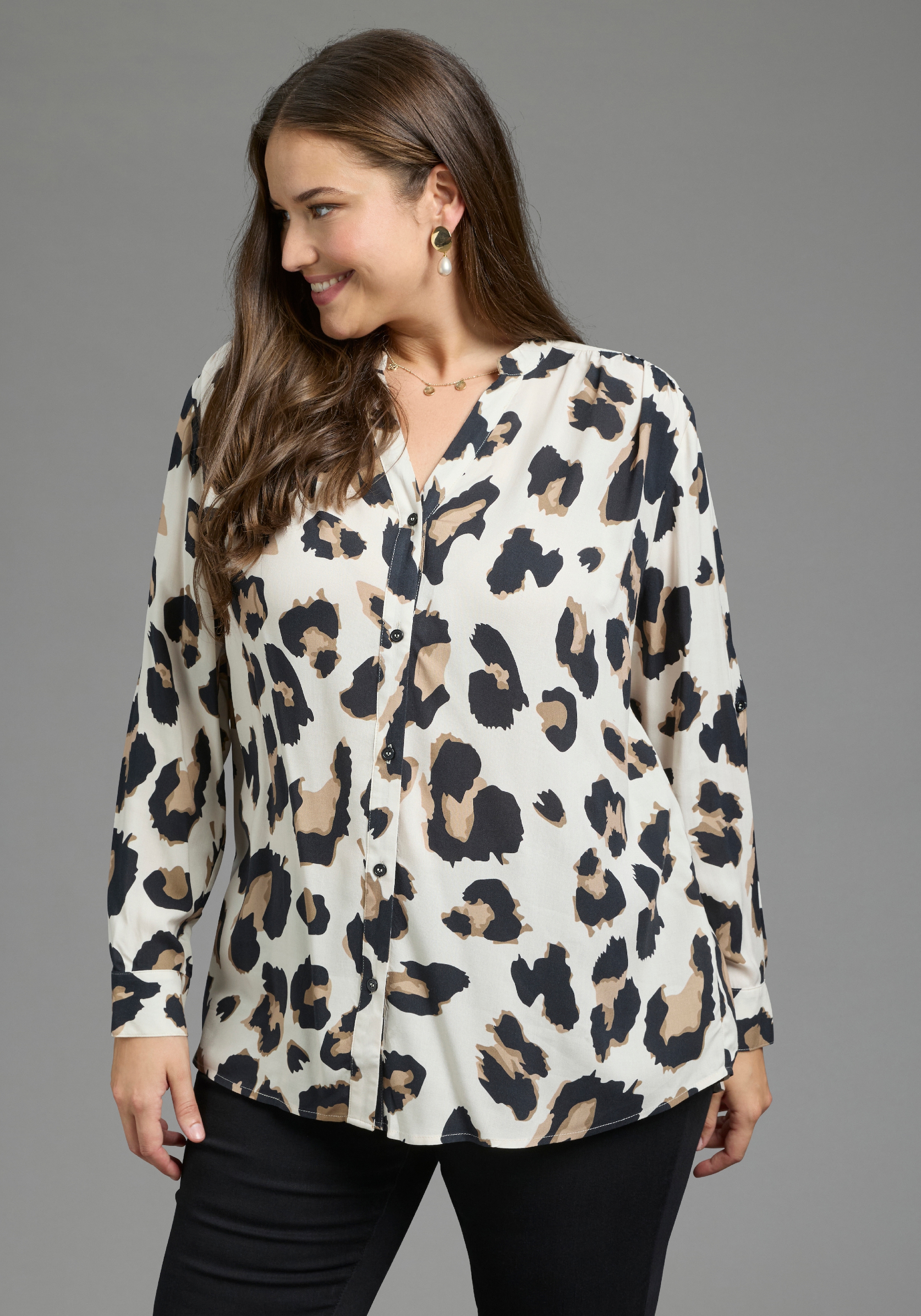 Laura Scott CURVE Chemisier long »Grosse Grössen« style tunique en viscose douce