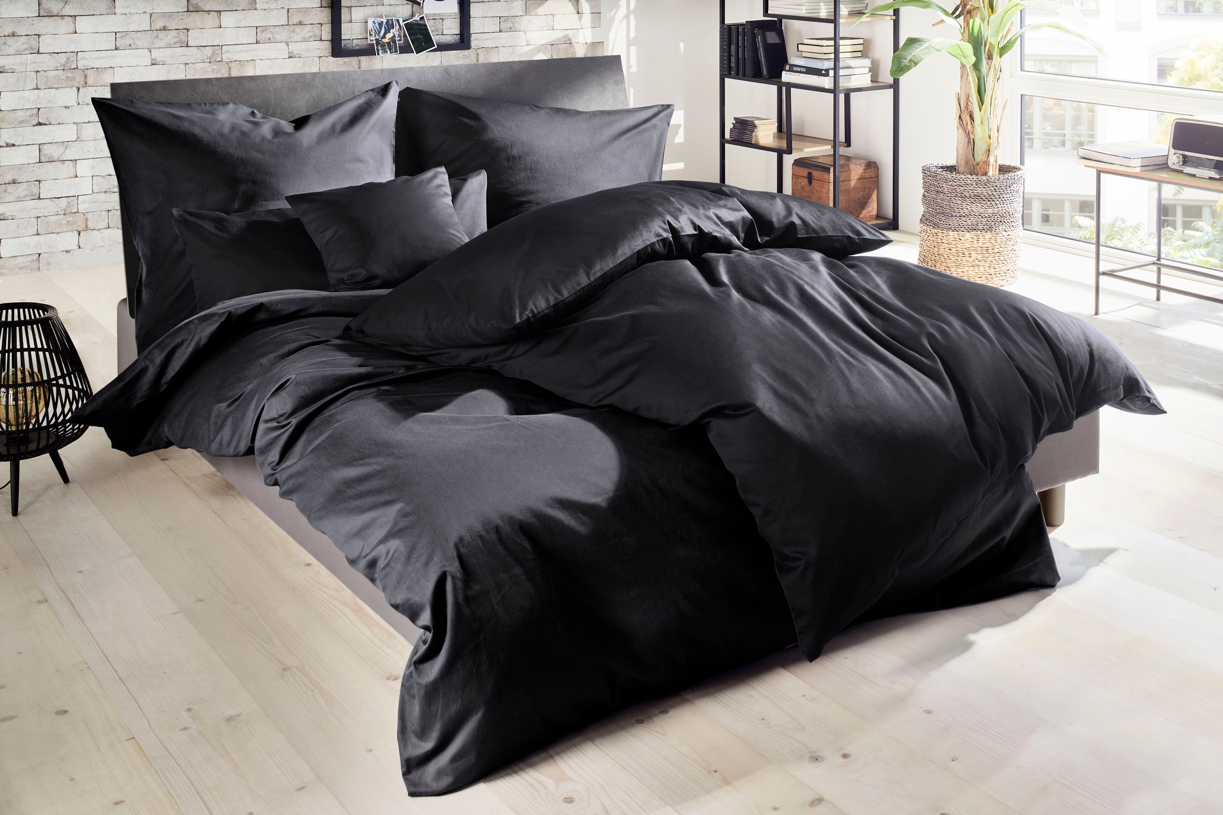 Primera Bettwäsche »Uni Luxus-Satin in Gr. 135x200, 155x220 oder 200x200 cm«, Bettwäsche aus Baumwolle, unifarbene Bettwäsche mit Reissverschluss