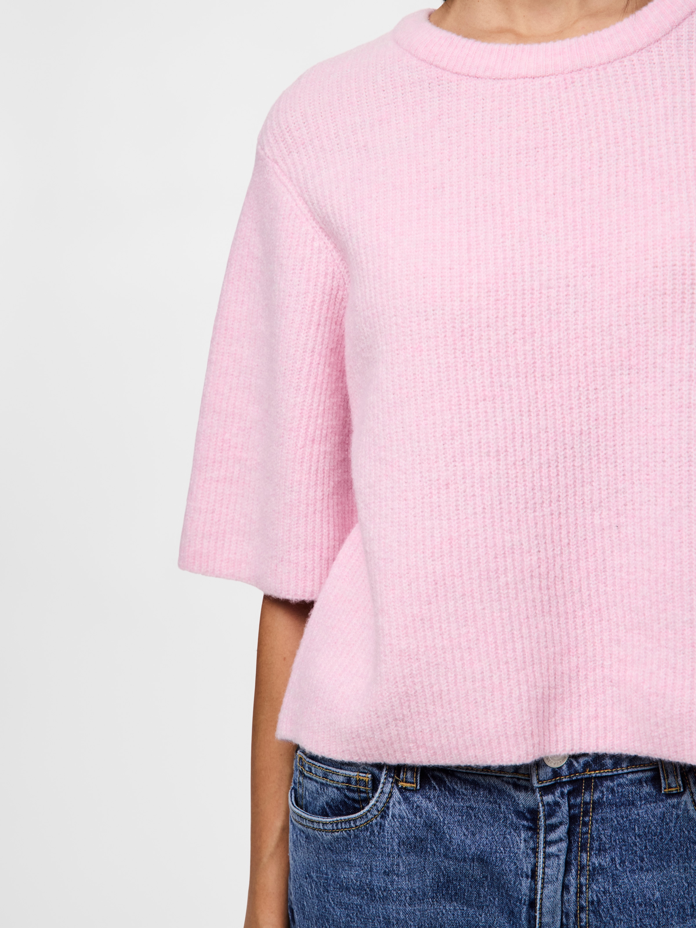 pieces Strickpullover »PCSILLY SS O-NECK KNIT NOOS BC« mit weiten, kurzen Ärmeln