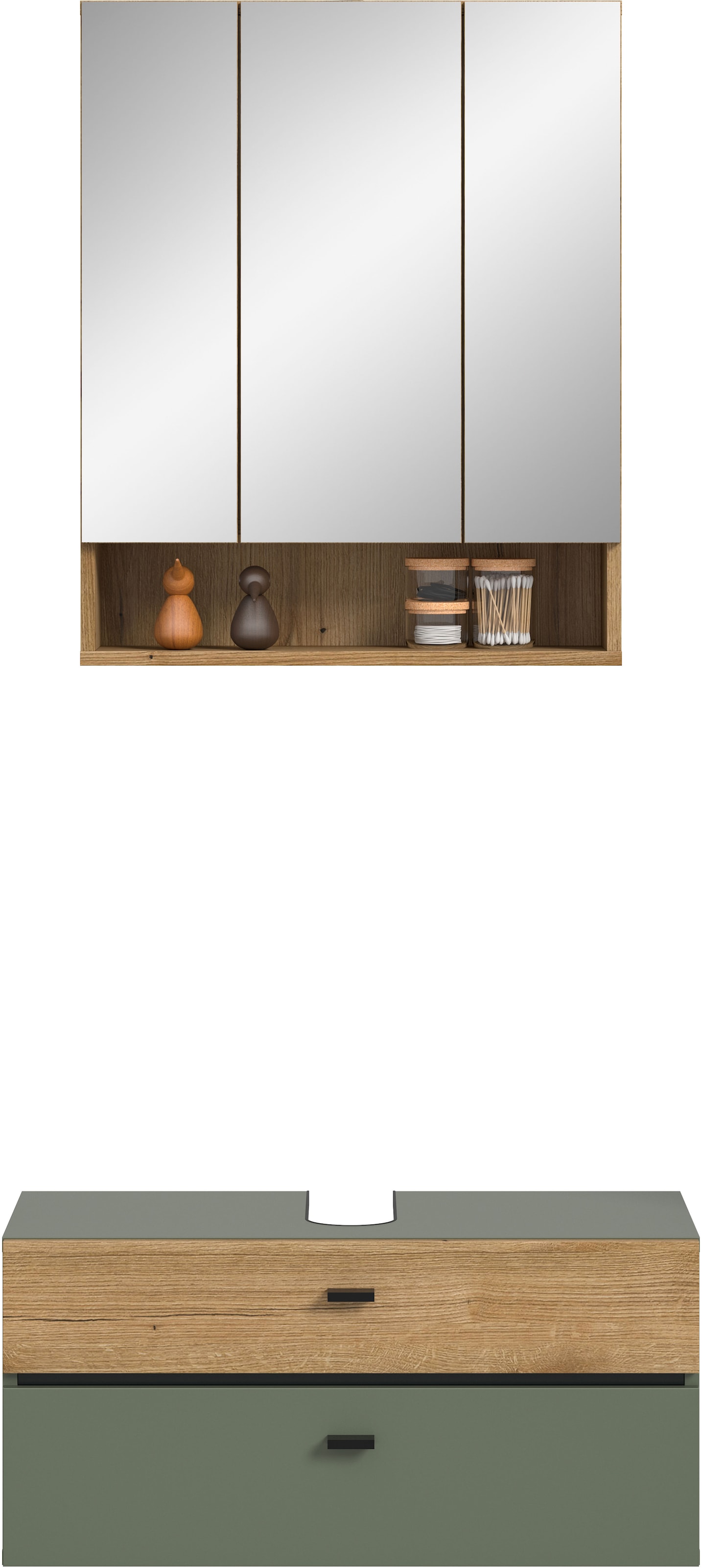 welltime Ensemble de meubles de salle de bain »VANN, 2-teilige moderne Badkombination« 1x Waschbeckenunterschrank, 1x Spiegelschrank, 2 cuis tlg.