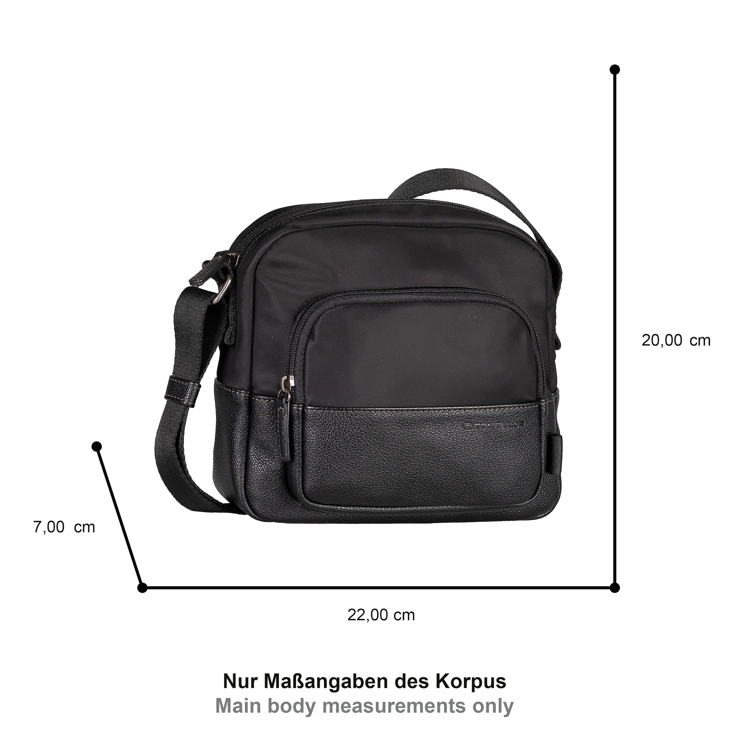 TOM TAILOR Sac à bandoulière »Viene« similicuir finement grainé rencontre nylon léger avec logo fin