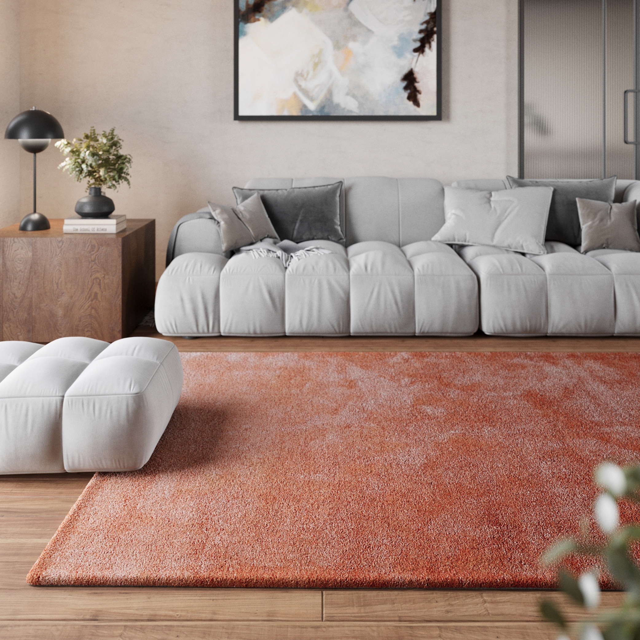 Homie Living Teppich »Pisa«, rund, 25 mm Höhe, Hochflor, Microfaser, uni, weich, Shaggy, Wohnzimmer, Schlafzimmer