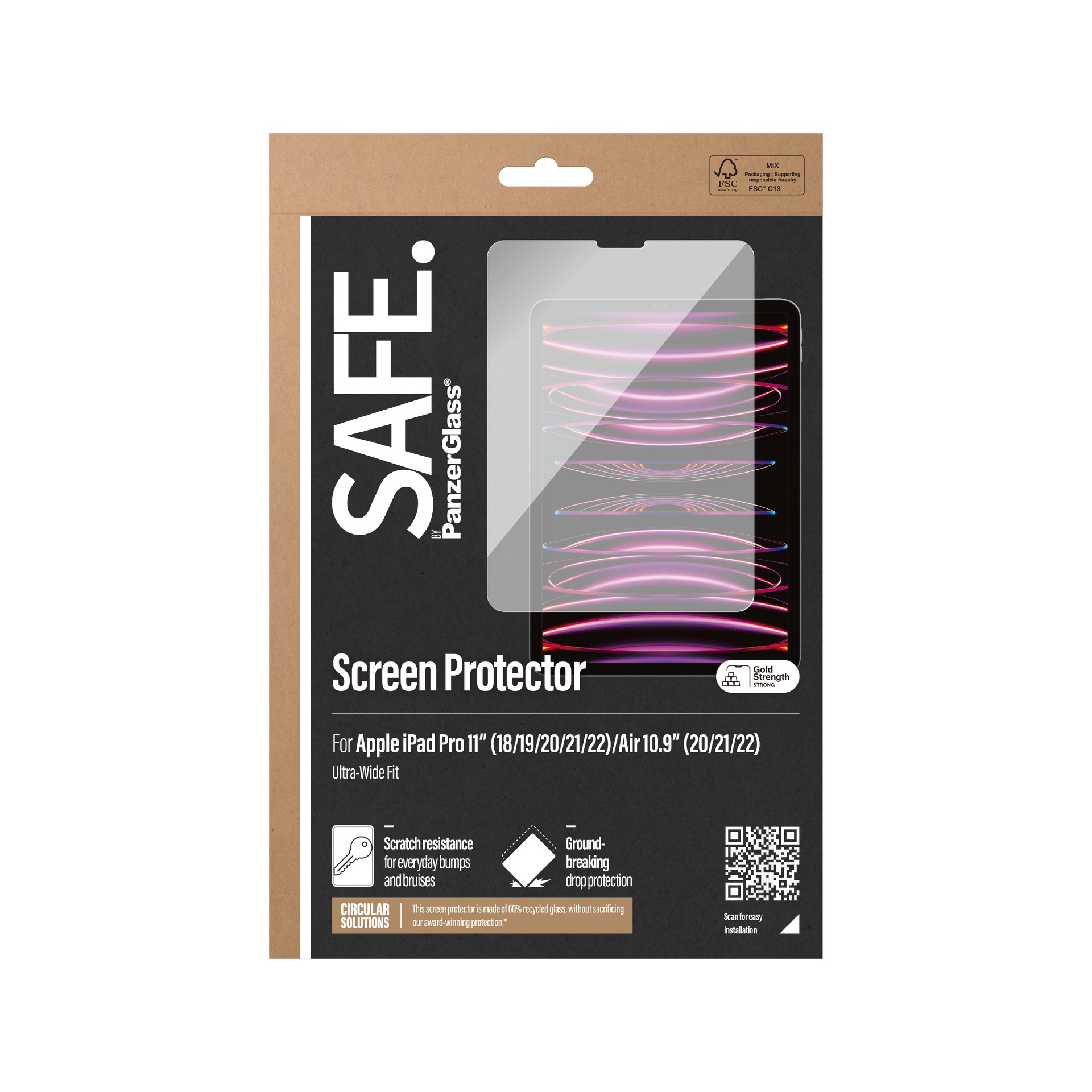 SAFE by PanzerGlass Displayschutzglas »Ultra-Wide Fit Screen Protection«, für Apple iPad Pro 11'' (18-22)-Apple iPad Air 10.9 (20-22), Displayschutzfolie, Schutzfolie, Bildschirmschutz, kratz- & stossfest