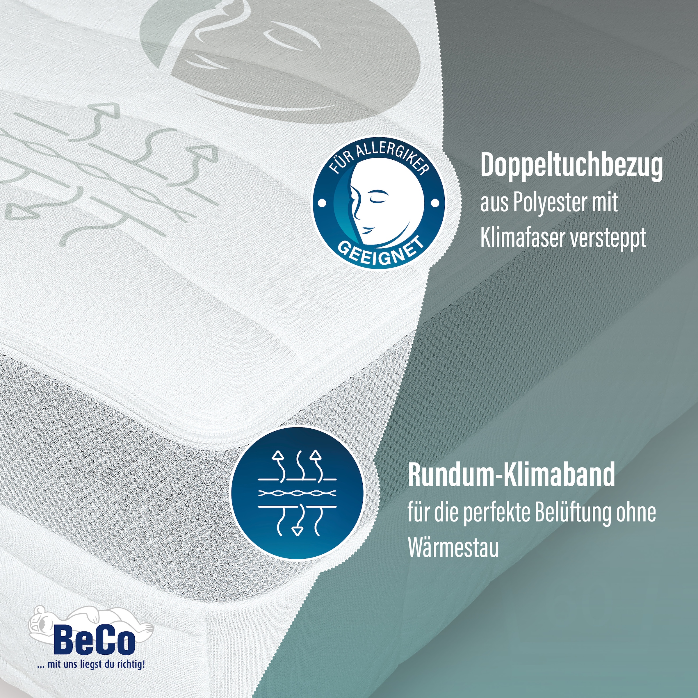 Beco Taschenfederkernmatratze »Feel Like Latex ONE TFK, Matratze 90x200 cm, 140x200 cm und mehr« 21 cm hoch 500 Federn 1 Stk. tlg. Punktelastische Matratze mit stabilem Federkern, atmungsaktiv