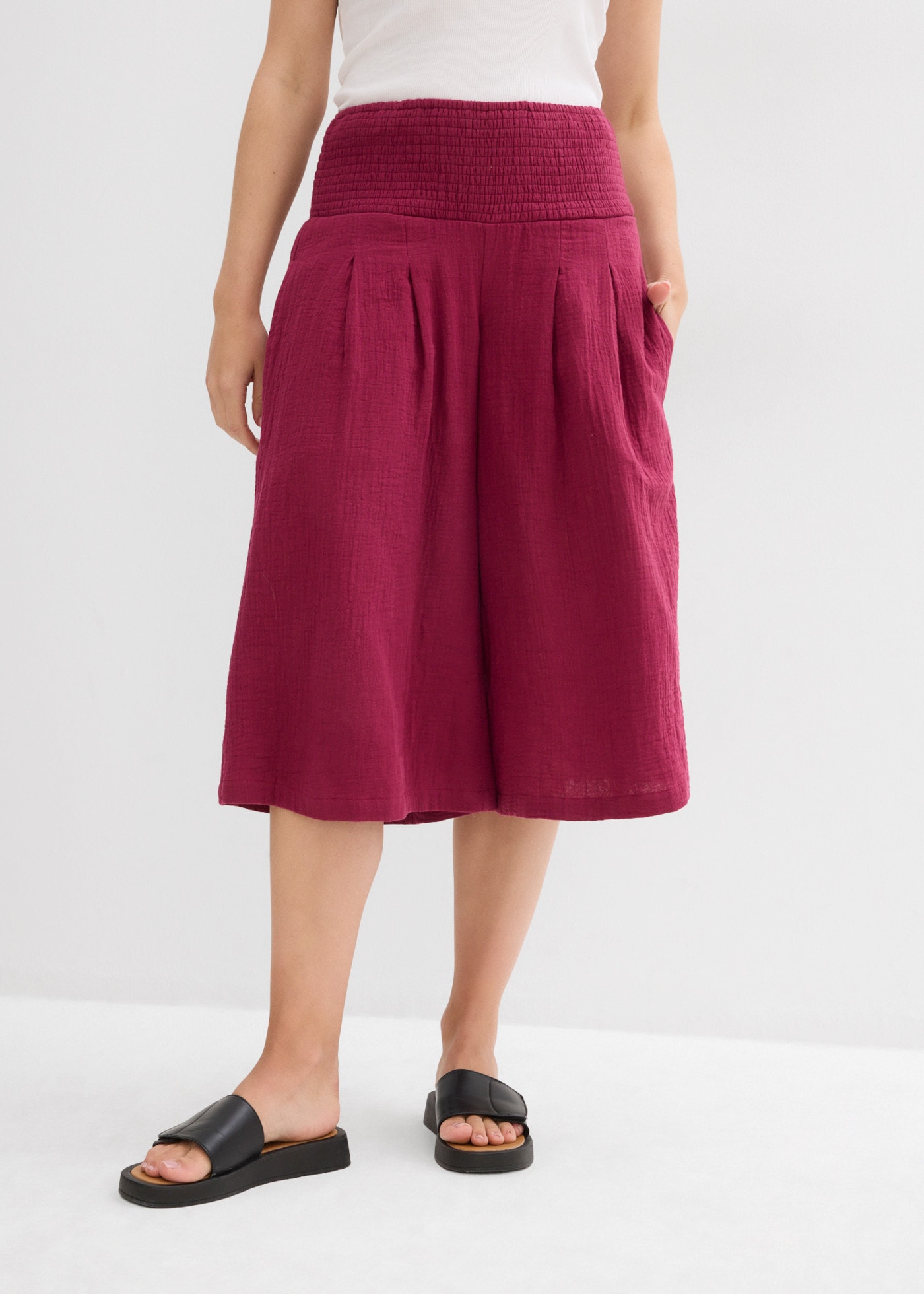Image of bonprix Caprihose mit breitem Gummibund, aus reiner Baumwolle, Loose Fit Passform