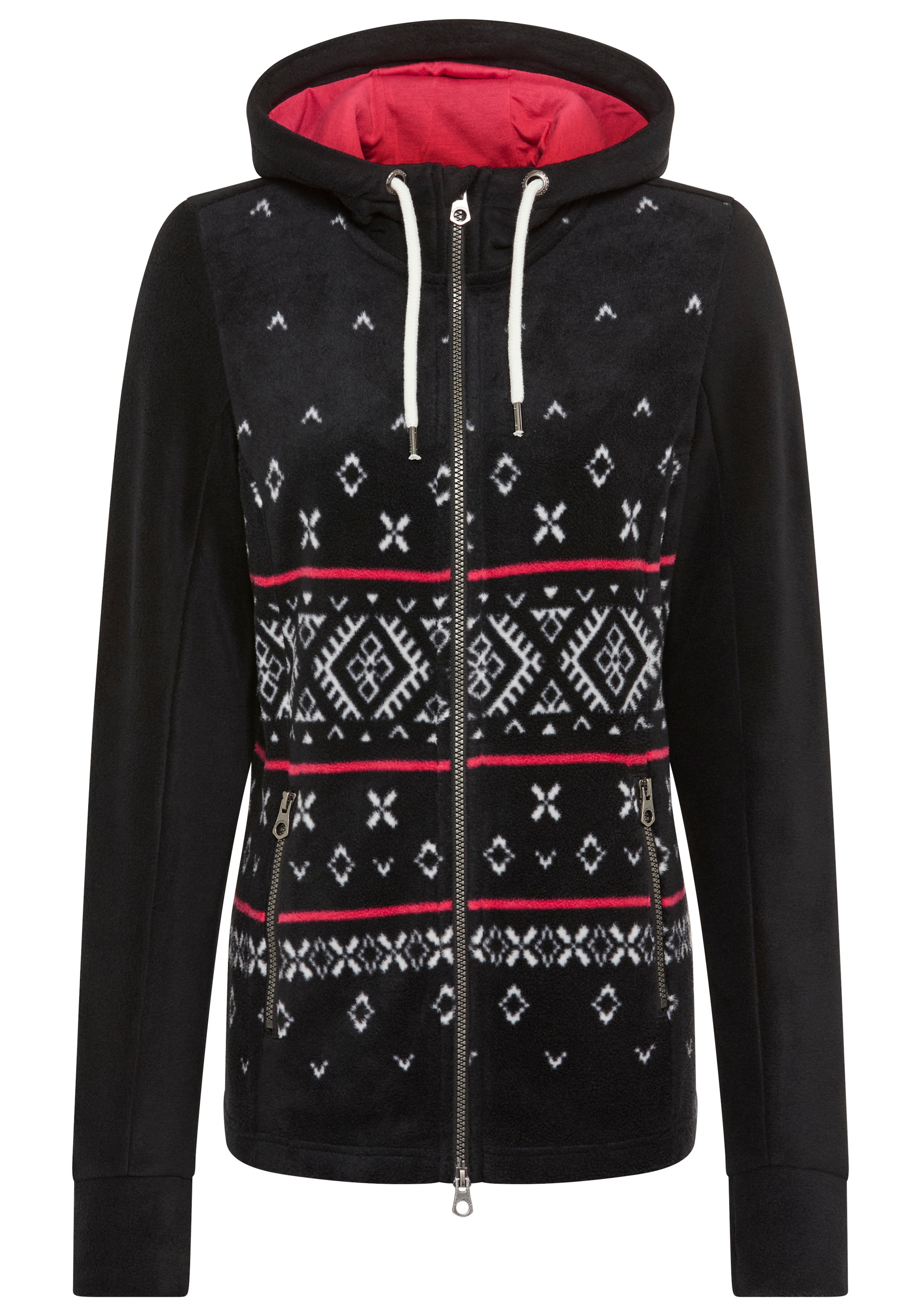 KangaROOS Fleecejacke, mit Kapuze, mit Norweger Muster und Kapuze