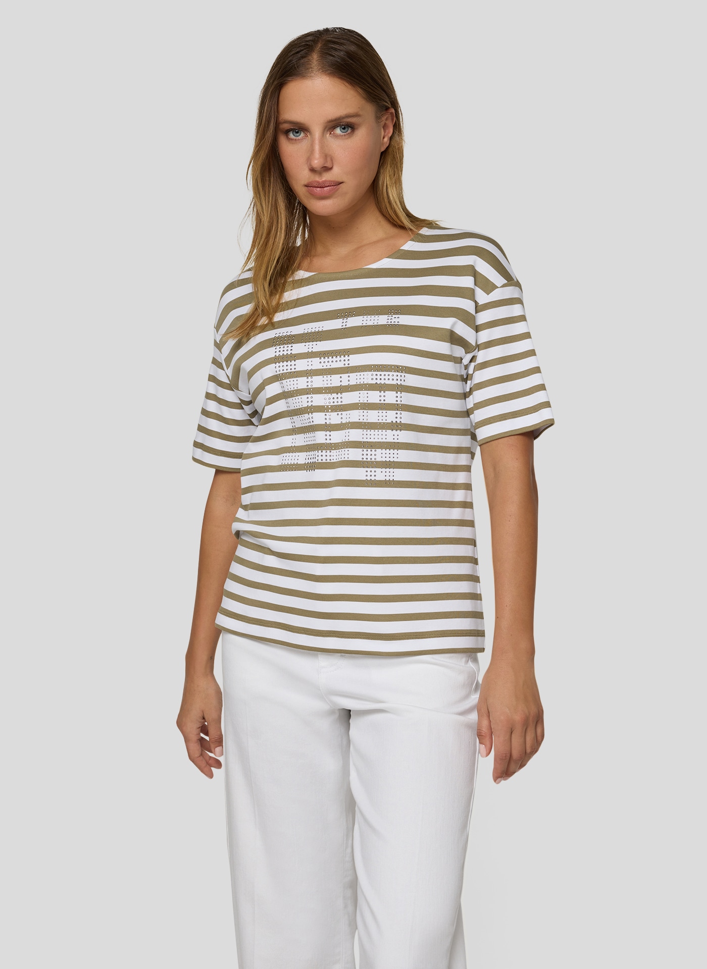 Image of Rabe Rundhalsshirt mit Allover-Streifen und Glitzersteinen