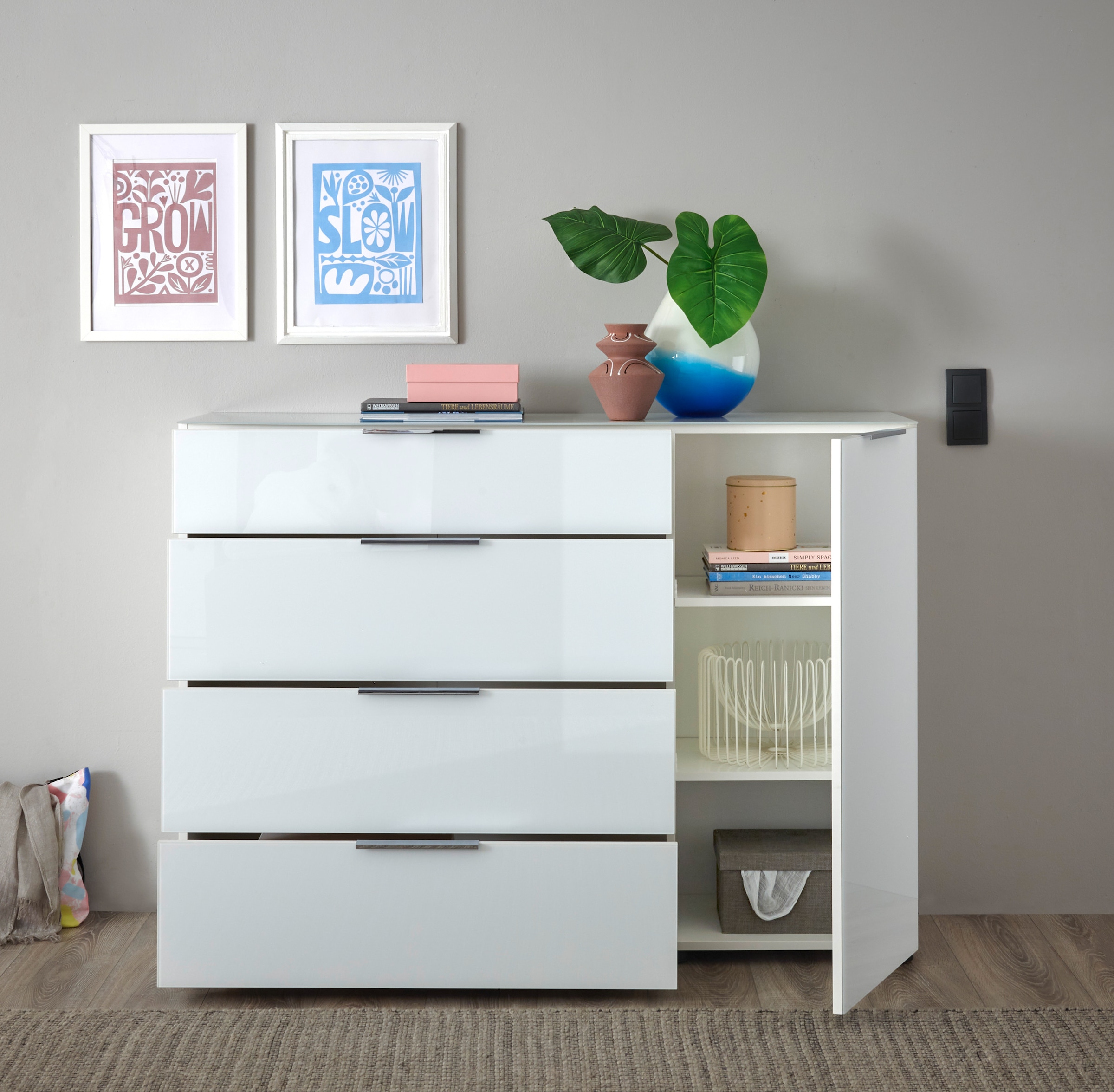 HBZ Commode »Santorin, BxHxT 135x99x40 cm« 1 cuis tlg. Breite 135cm, Softclose für Türen und Schubkästen, Melaminbeschichtung