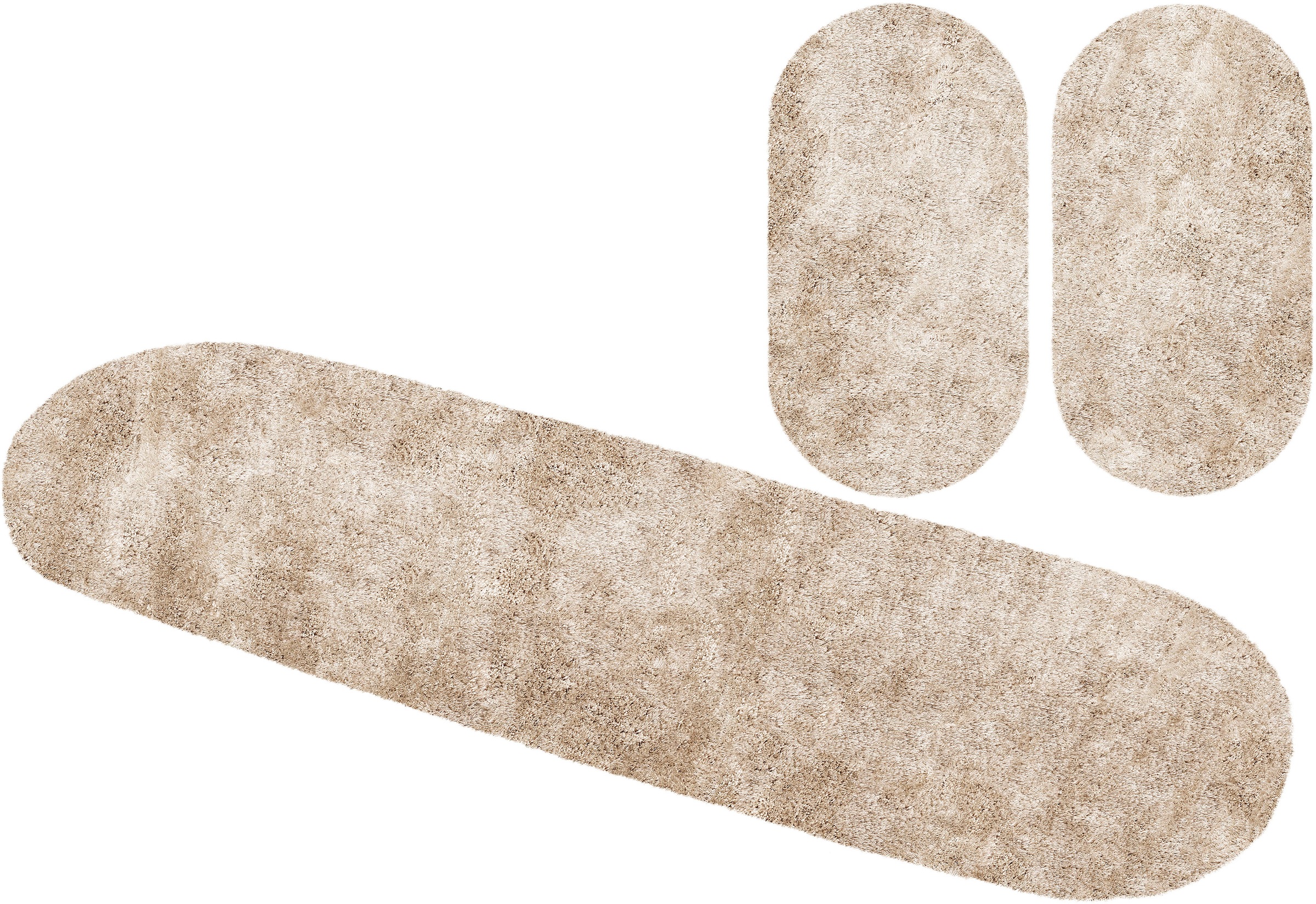 Bruno Banani Hochflor-Bettumrandung "Dana Teppich, Kundenliebling" Höhe 30 mm 3 Stk. tlg. unifarben, Mikrofaser, pflegeleicht, Bettvorleger, Schlafzimmer