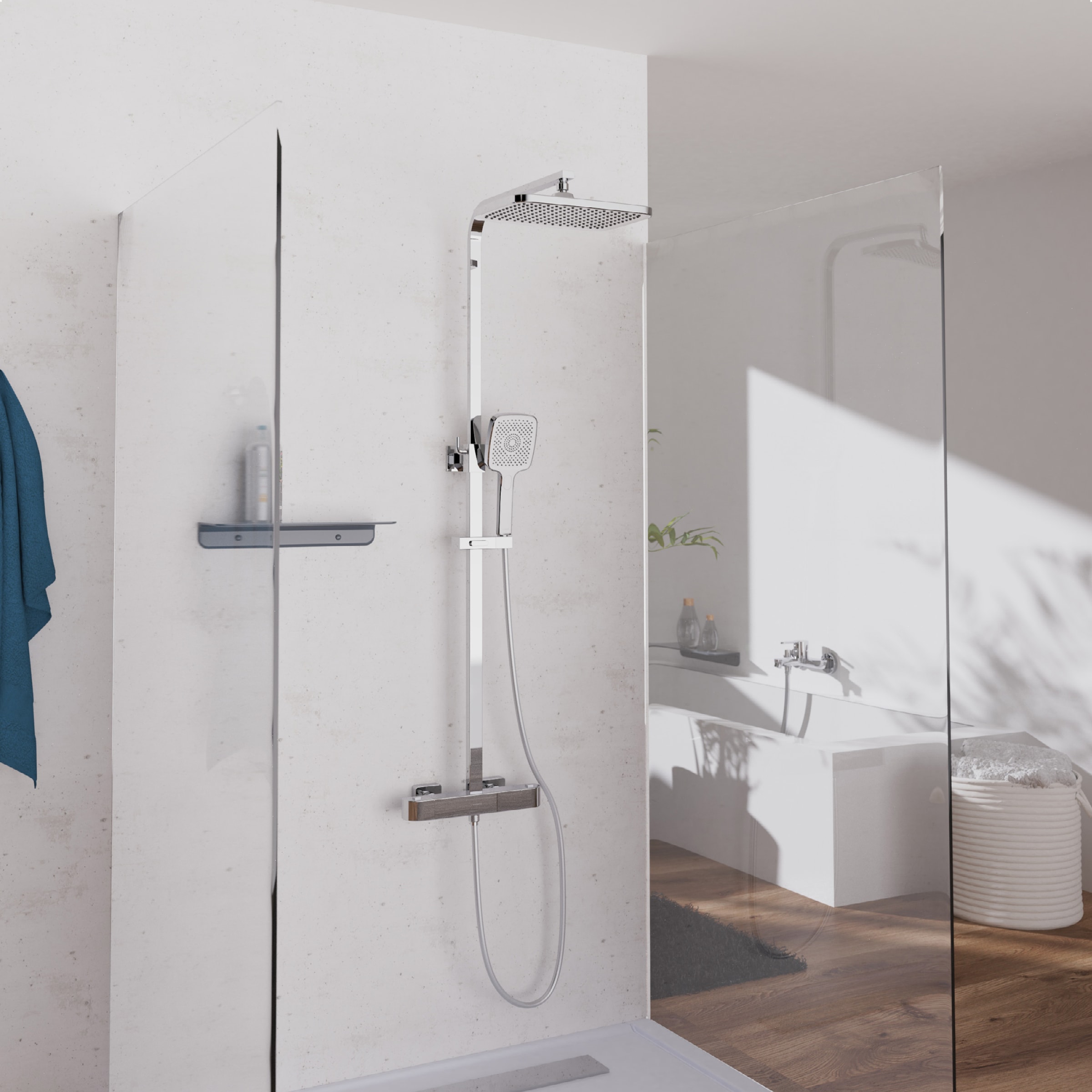 Schütte Duschsystem »GRAN CANARIA« Komplett-Set,  Regendusche 30x20 cm, Umsteller, Antikalk, 3 Strahlarten, Thermostat