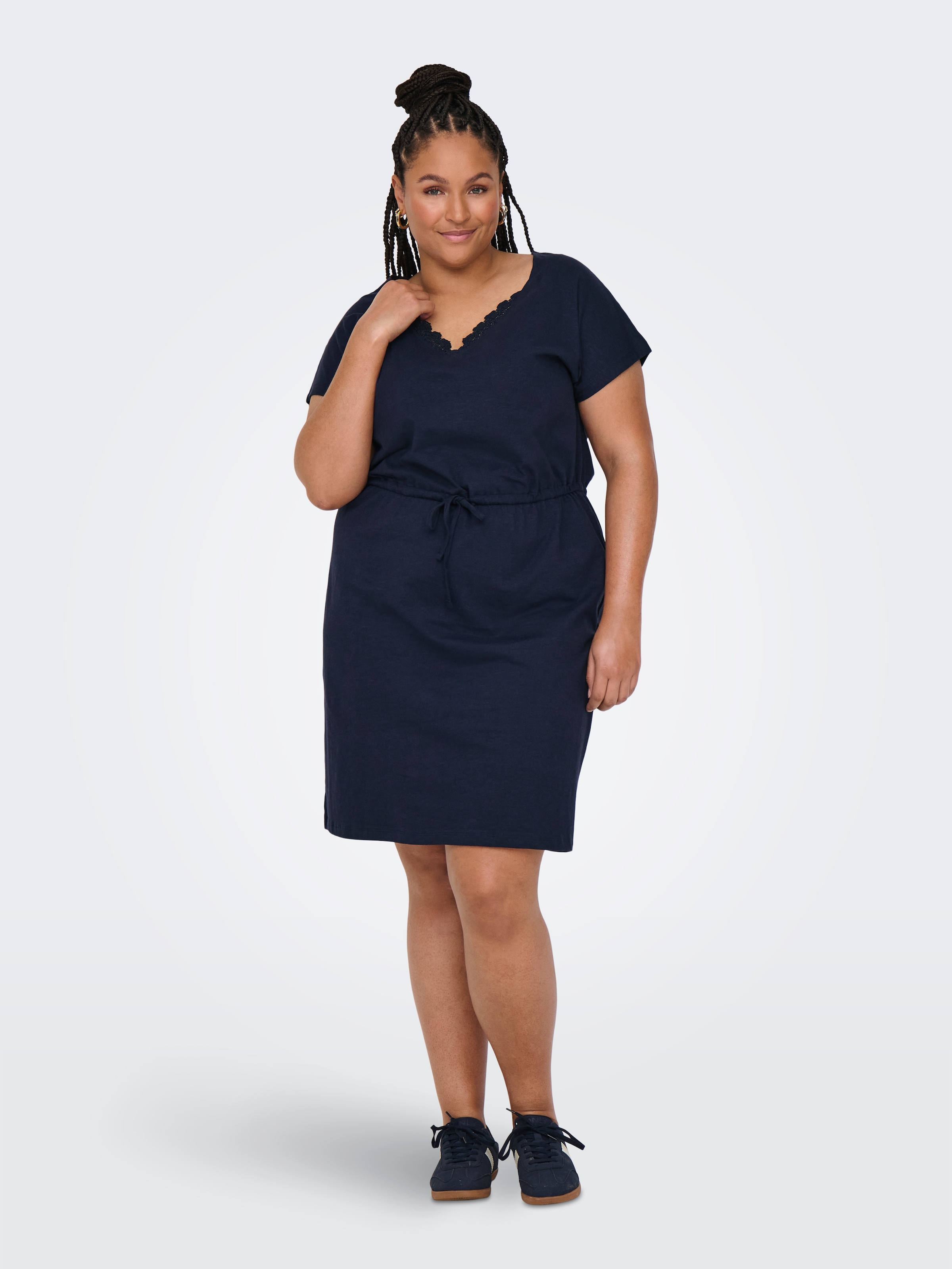 ONLY CARMAKOMA Jerseykleid »CARLILA S/L V-NECK KNEE DRESS JRS BS«