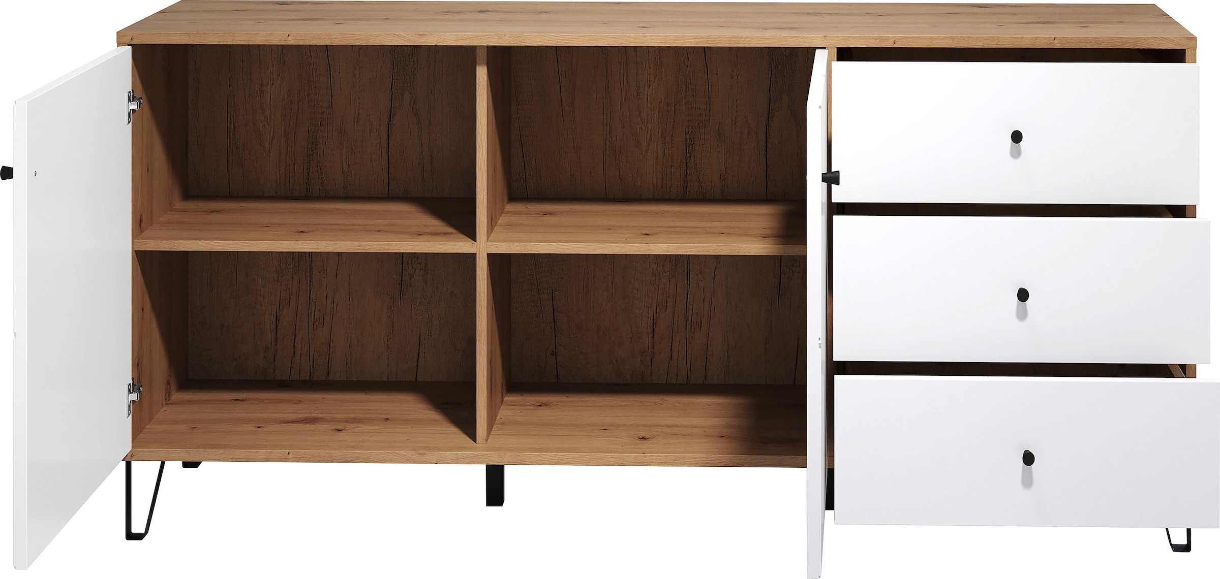 Home affaire Sideboard »Tarragona« Sideboard, 2 Türen, 3 Schubkasten & Soft-Close - (B/T/H) 183/40/76 cm