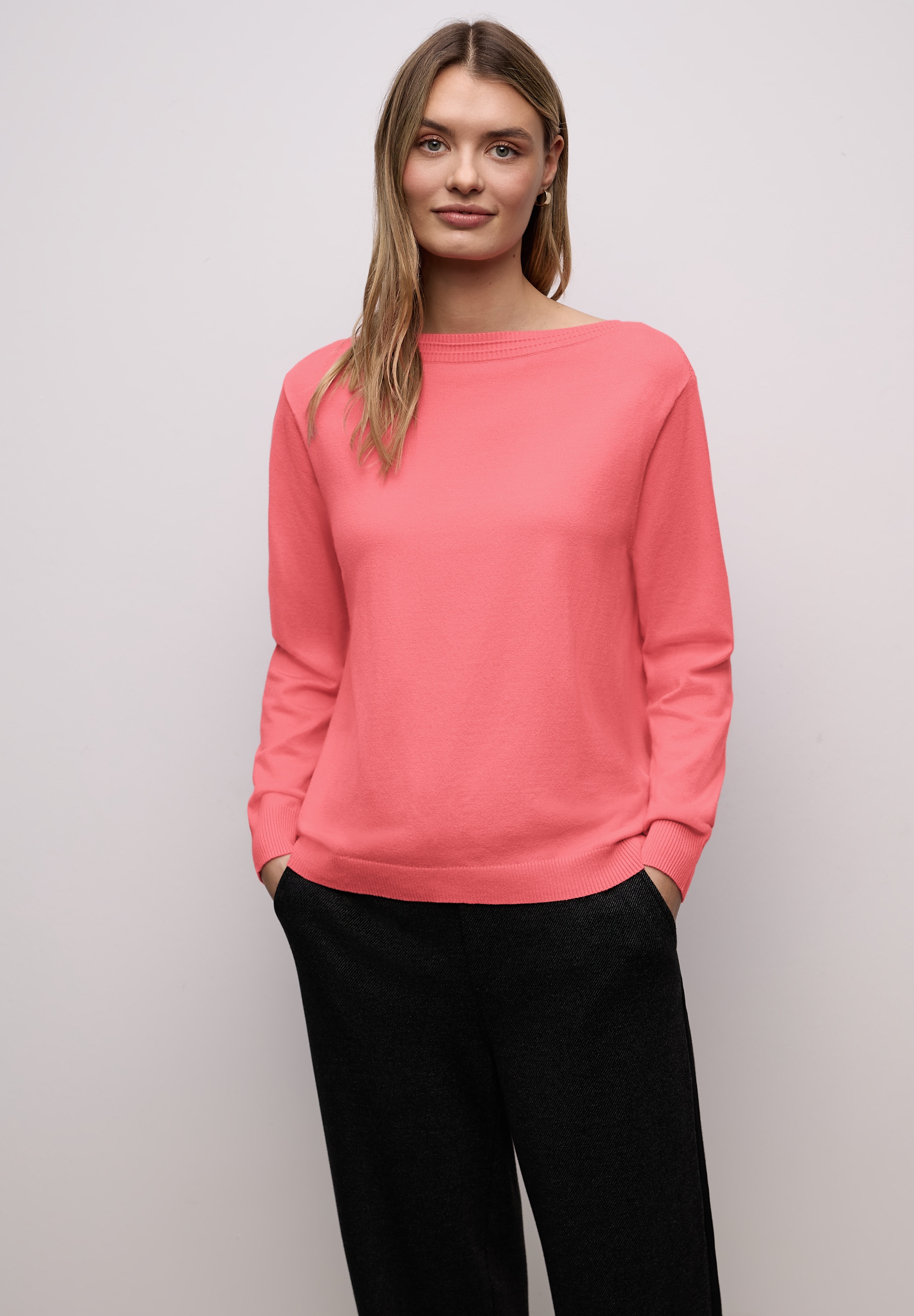 Image of STREET ONE Strickpullover U-Boot-Ausschnitt mit Strukturdetails