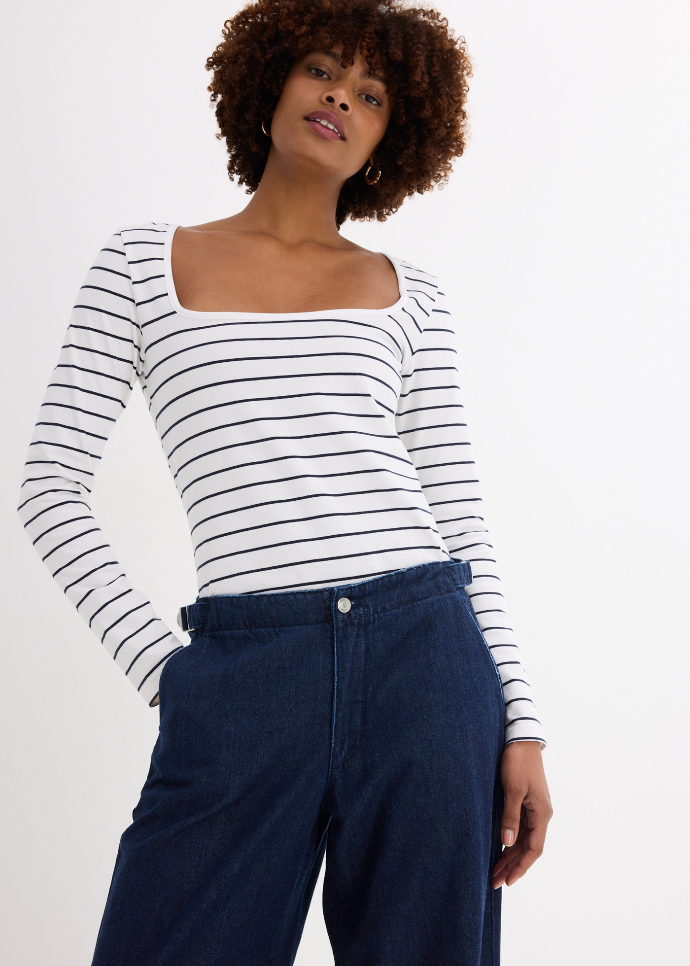 bonprix Jeans large lockerer Schnitt, gerade Passform, mittlerer Bund