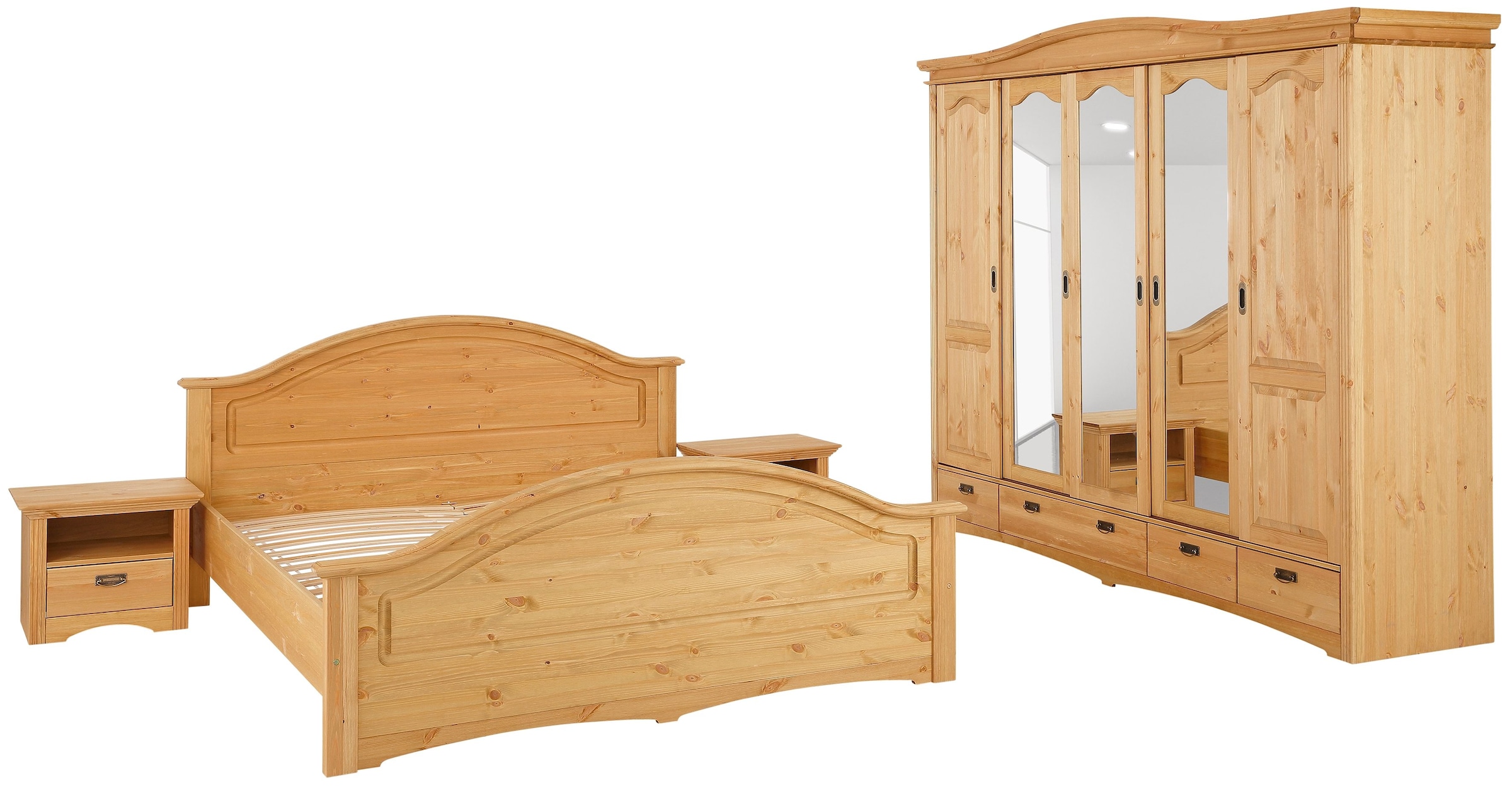 Home affaire Schlafzimmer-Set »Konrad«, (Set, 4 St.), mit 5-trg. Kleiderschrank, Bett 180/200 cm und 2 Nachttischen