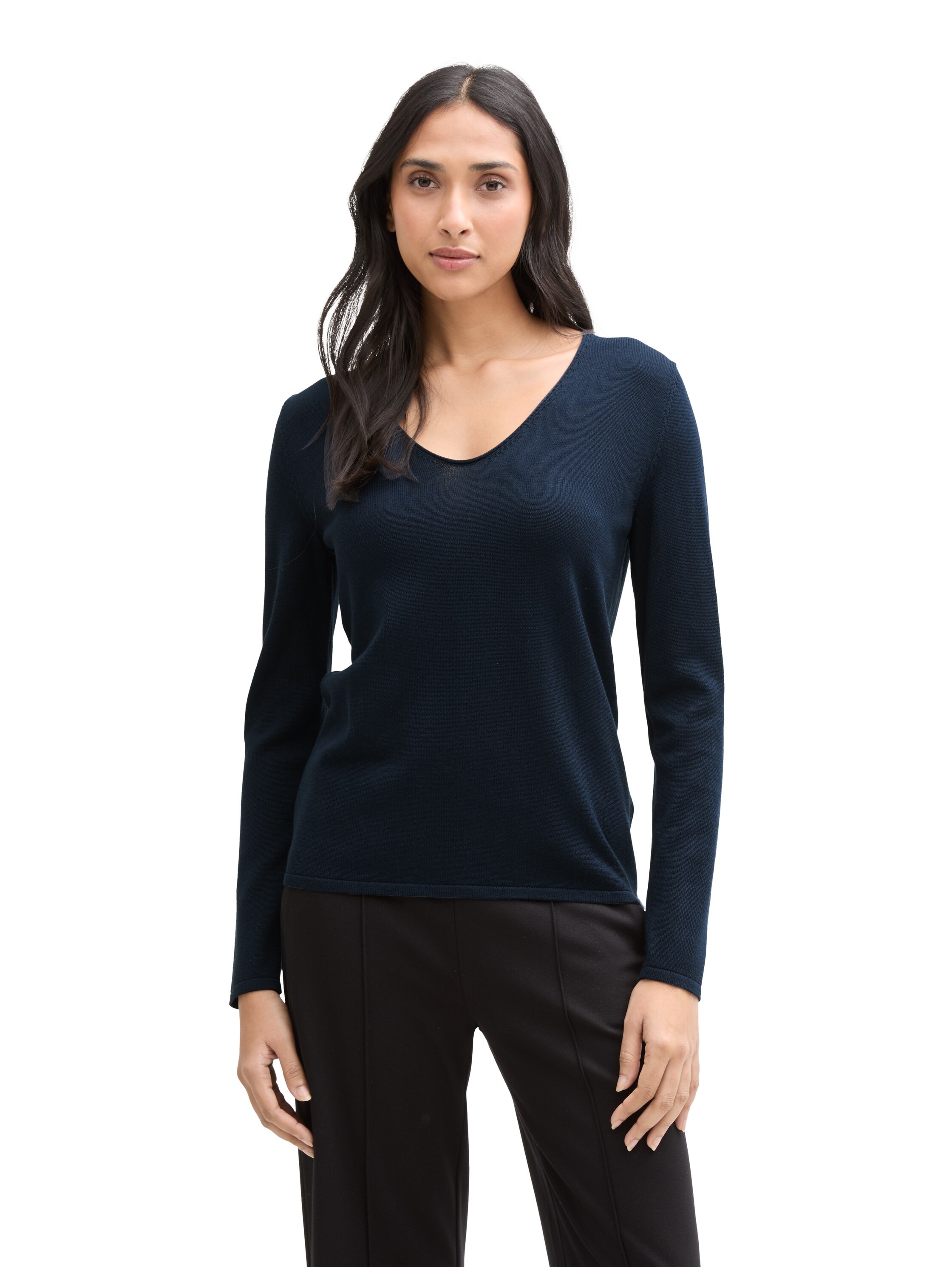 Image of TOM TAILOR V-Ausschnitt-Pullover "Regular" mit V-Ausschnitt