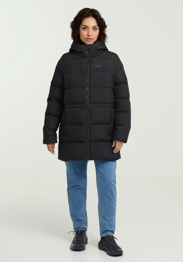 Jack Wolfskin Manteau en duvet »FROZEN PALACE LONG JKT W RDS« avec capuche, rembourrage isolant en duvet, coupe-vent