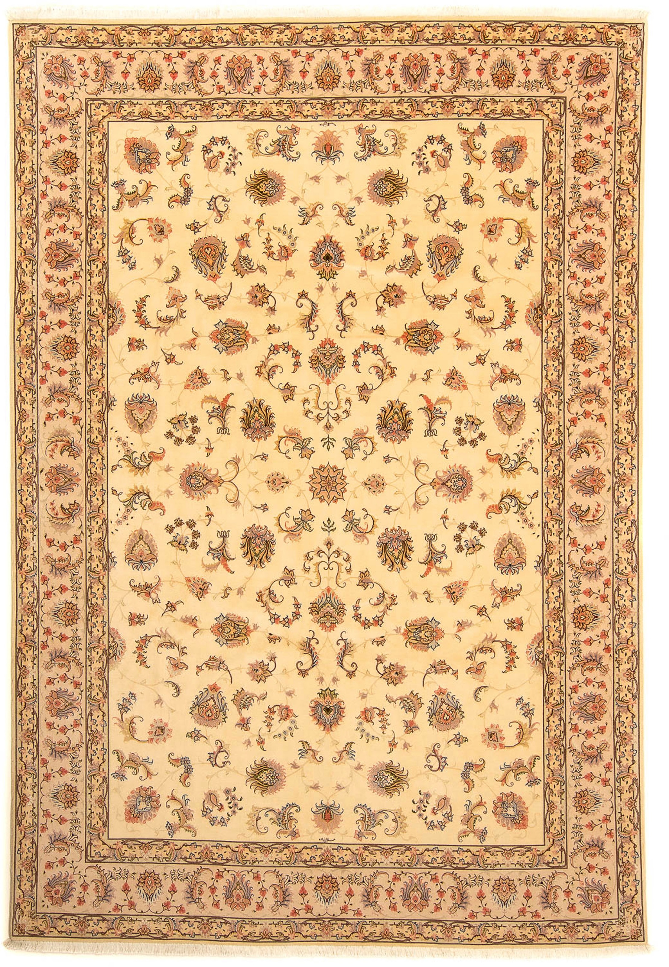 morgenland Orientteppich »Perser - Täbriz - Royal - 360 x 257 cm - beige«, rechteckig, Wohnzimmer, Handgeknüpft, Einzelstück mit Zertifikat