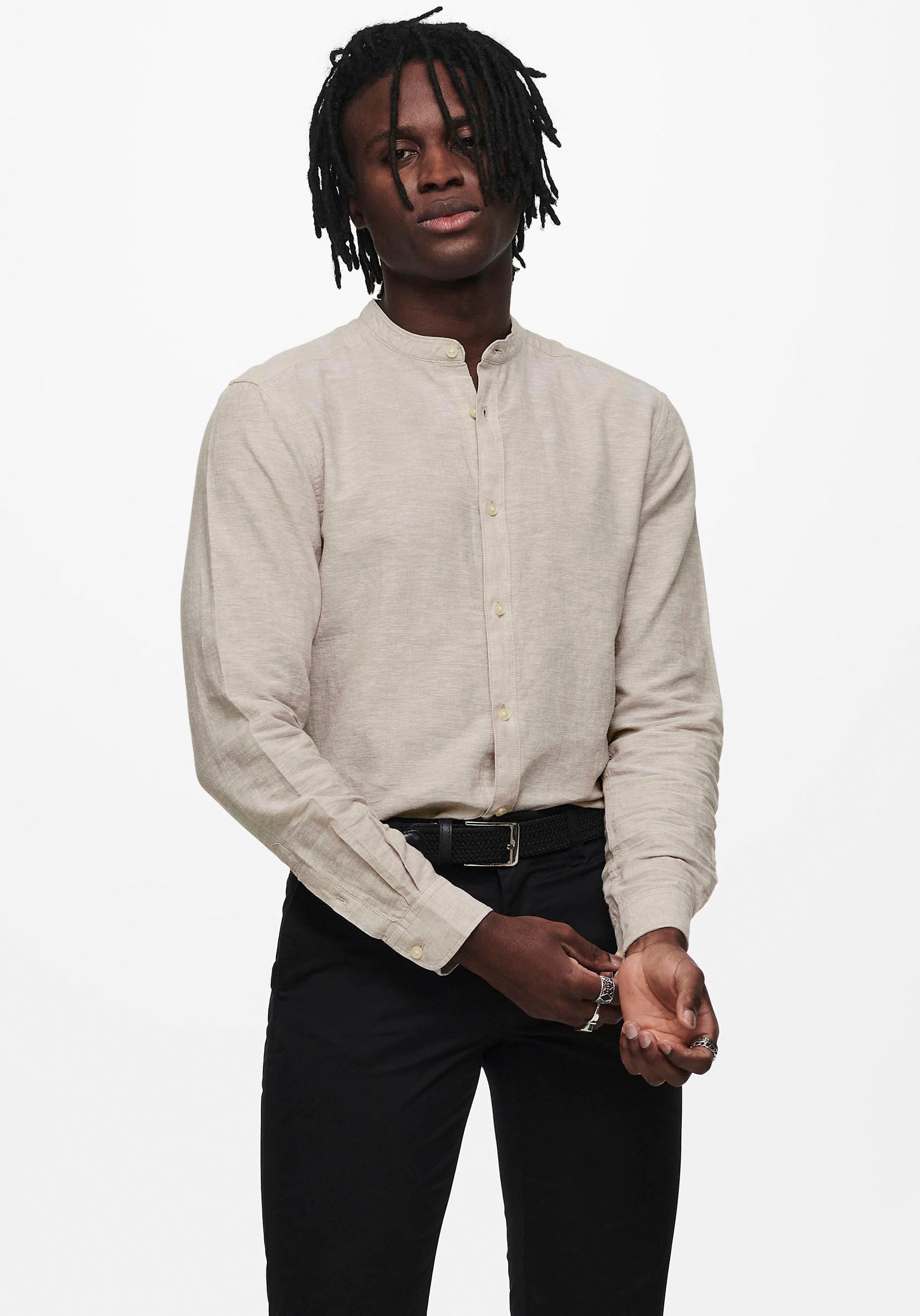 Langarmhemd »ONSCAIDEN LS SOLID LINEN MAO SHIRT NOOS«