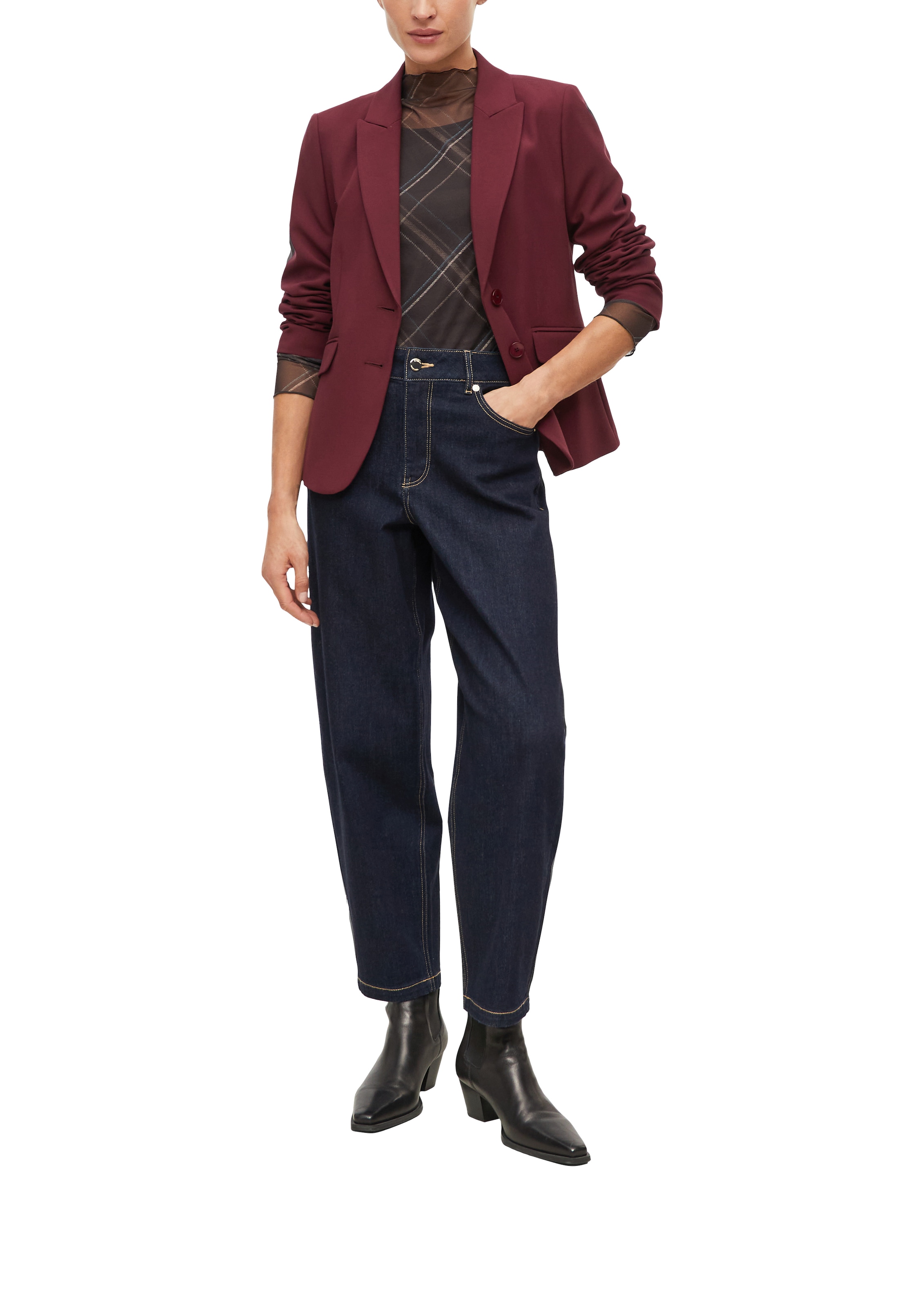 Image of s.Oliver BLACK LABEL Kurzblazer Reverskragen Slim-Fit, Pattentaschen